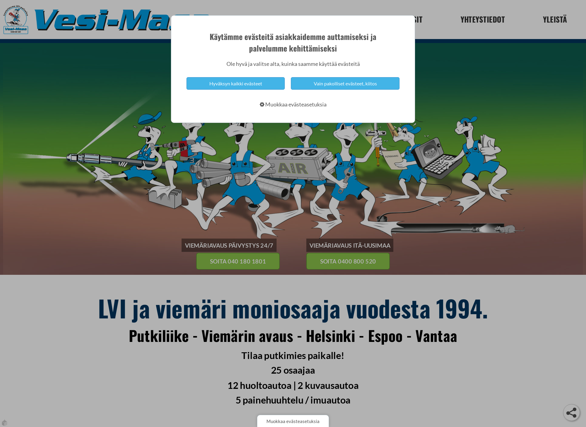 Skärmdump för vesimasa.fi