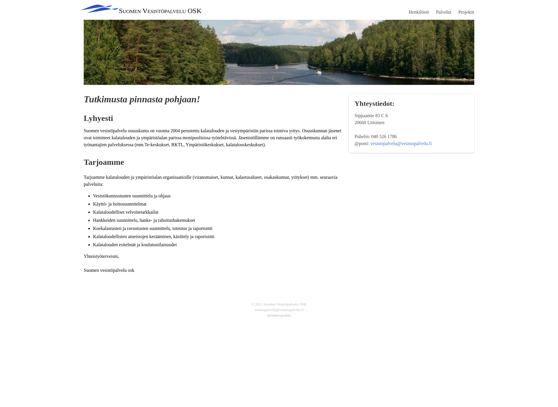 Screenshot for vesistopalvelu.fi