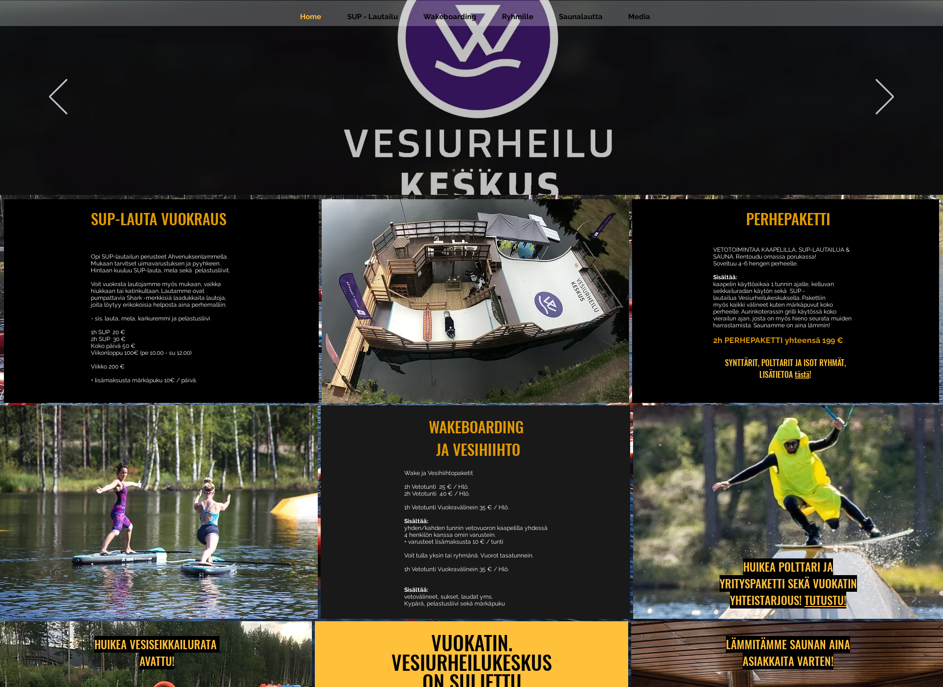 Skärmdump för vesiurheilukeskus.fi