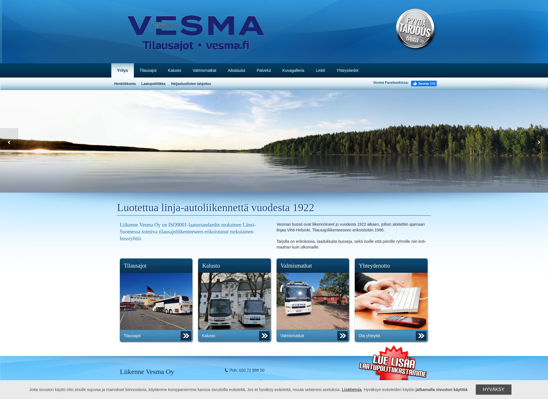 Skärmdump för vesma.fi