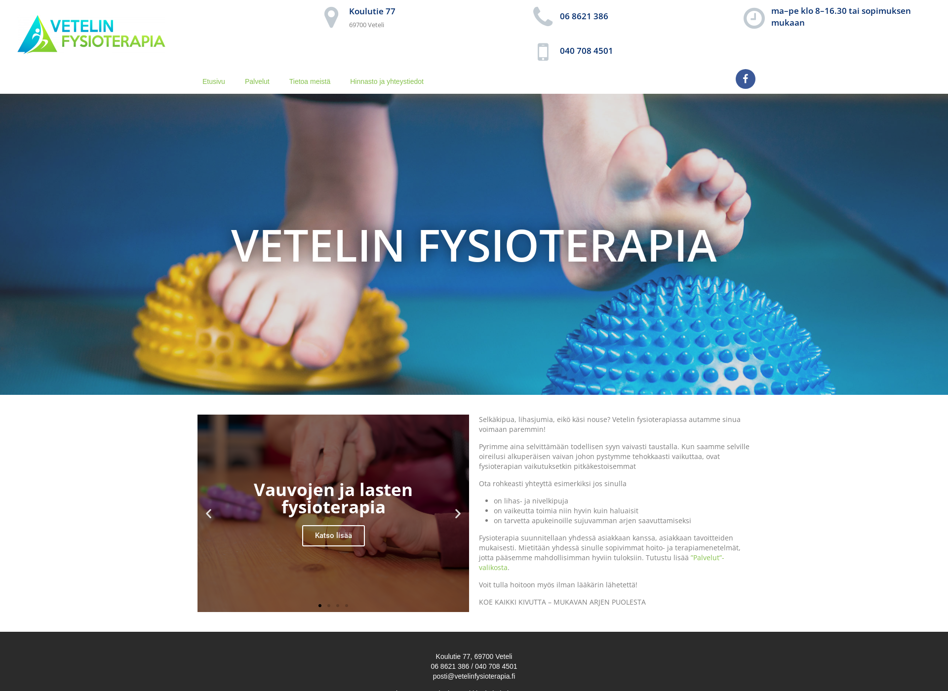 Screenshot for vetelinfysioterapia.fi