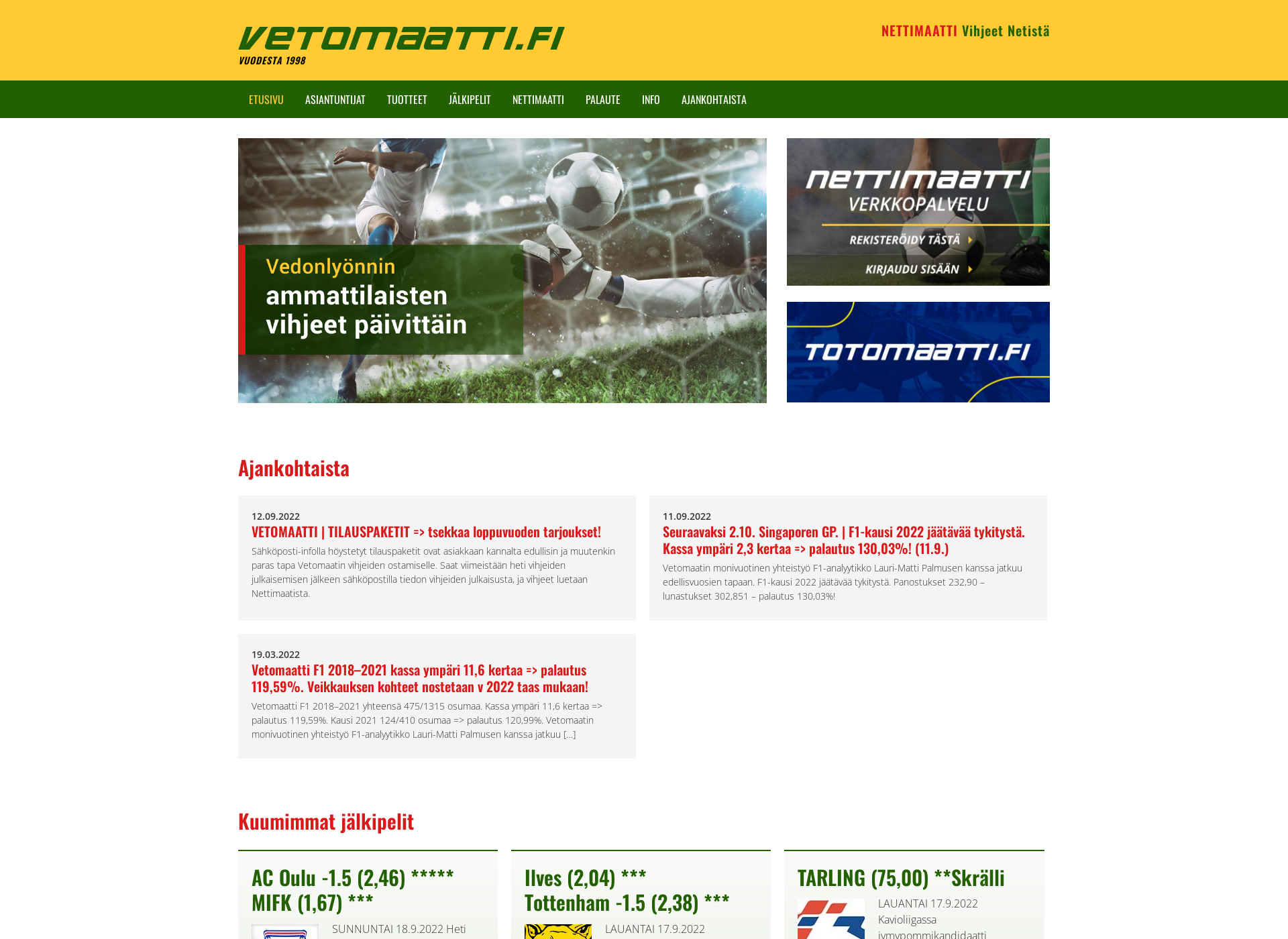 Skärmdump för vetomaatti.fi
