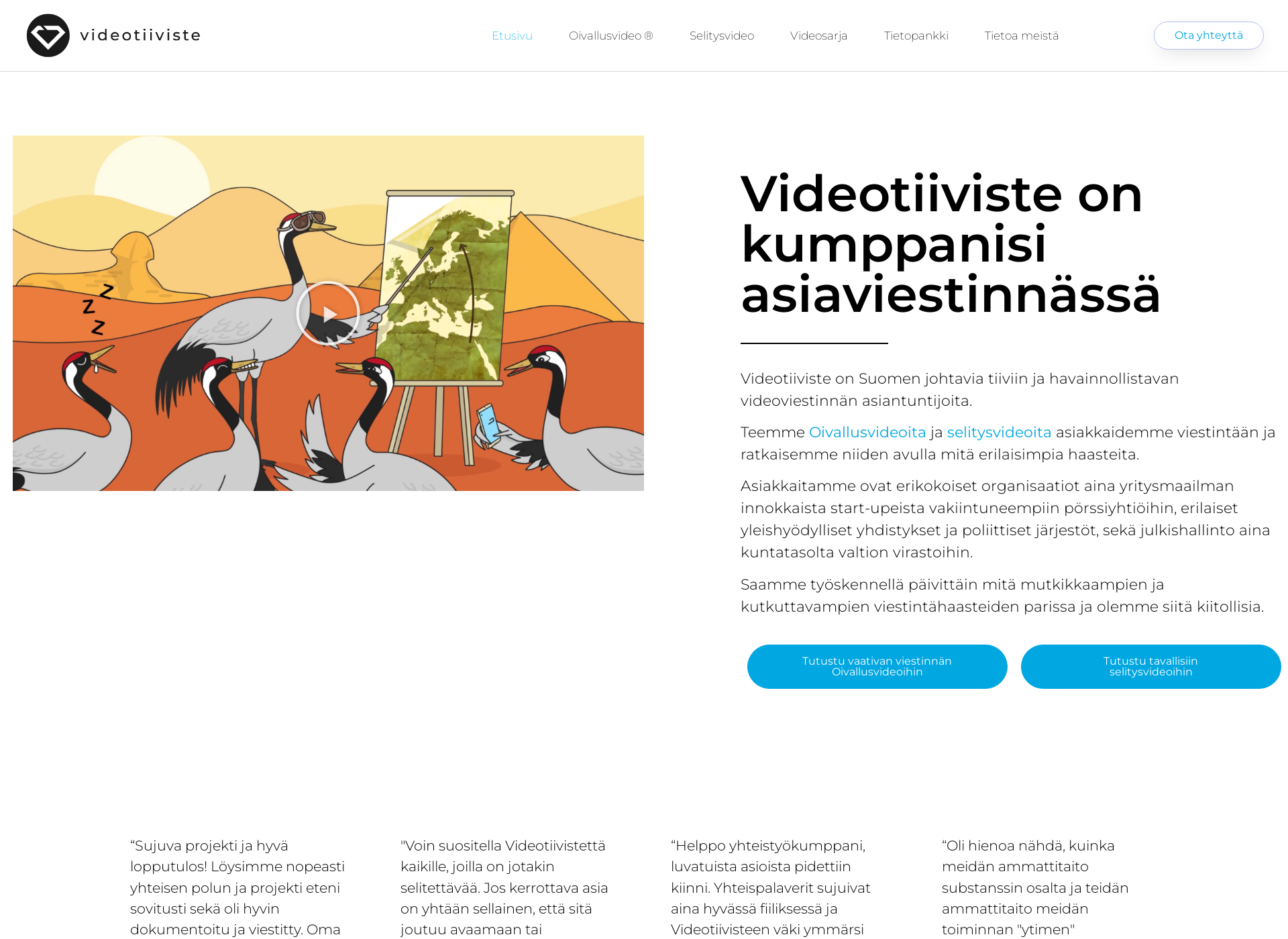 Skärmdump för videotiiviste.fi