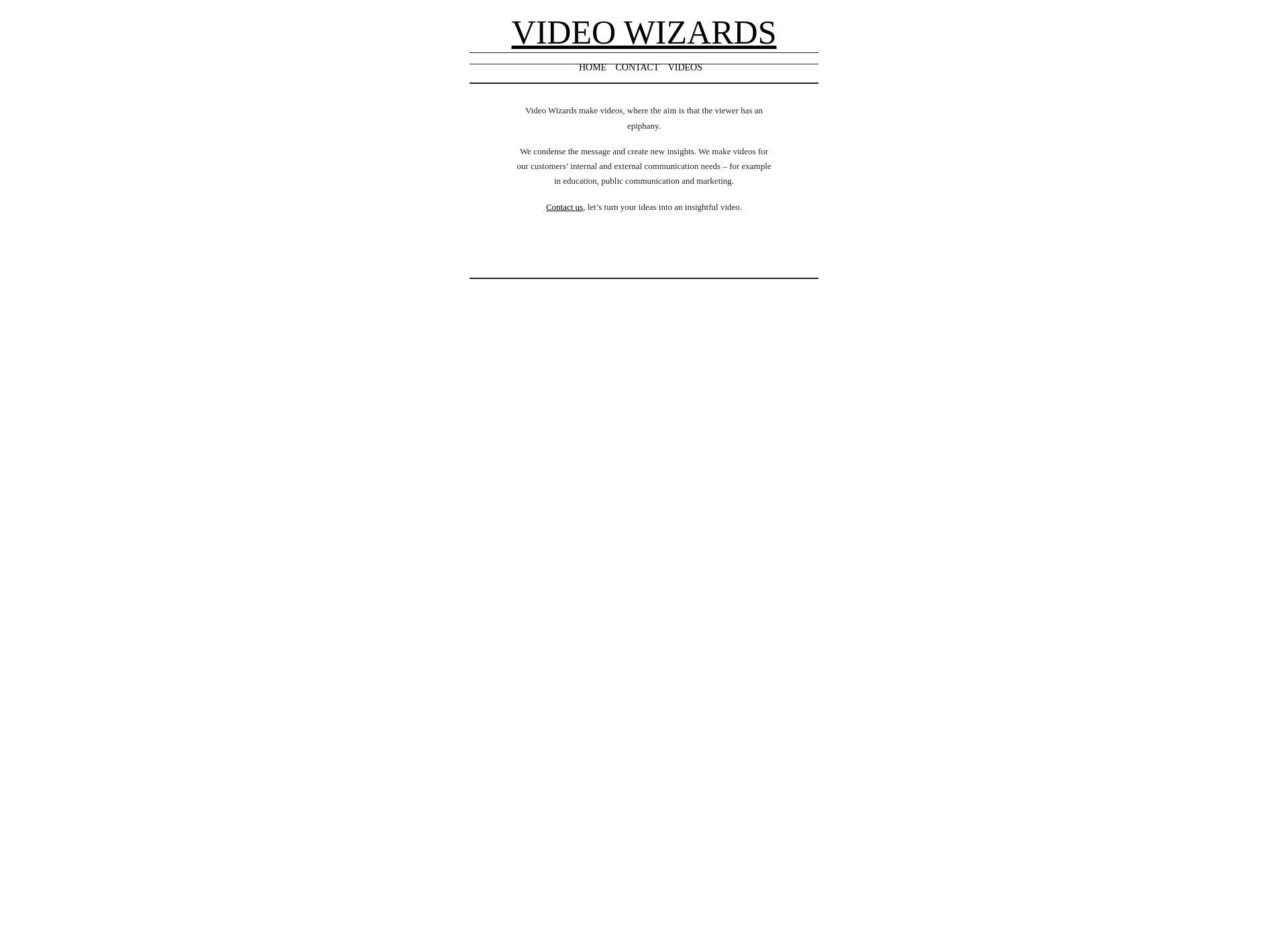 Skärmdump för videowizards.fi