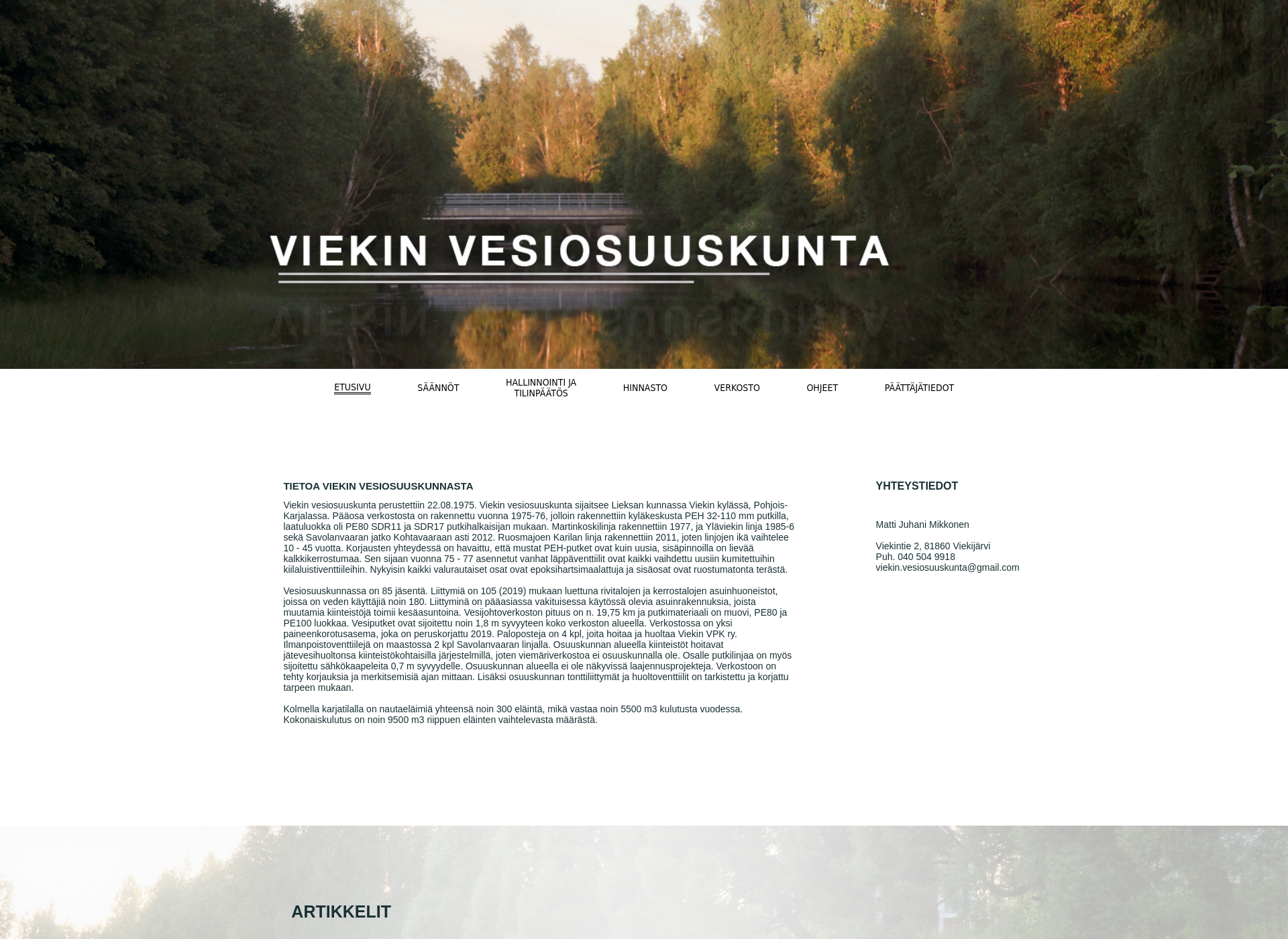 Skärmdump för viekinvok.fi