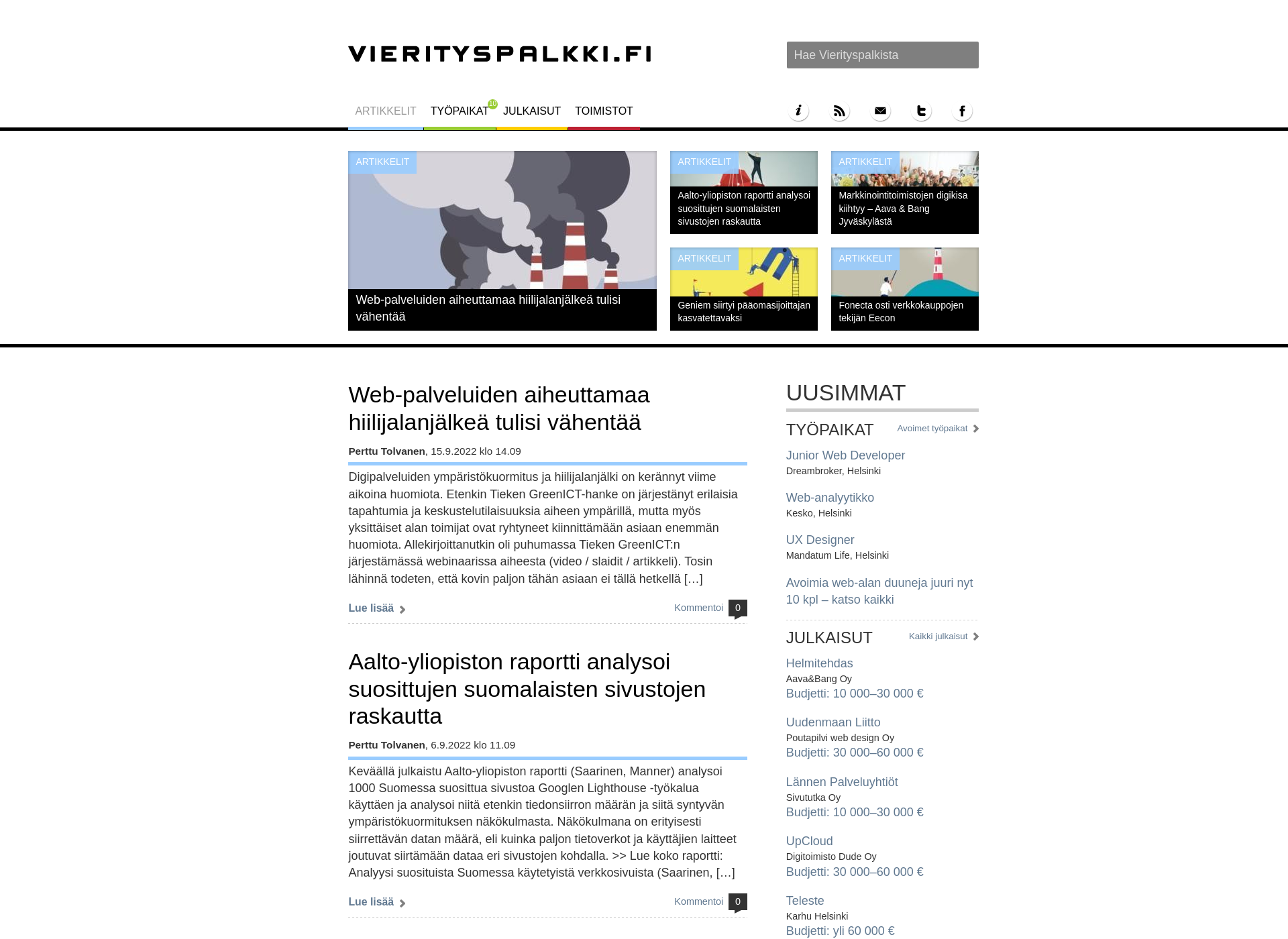 Screenshot for vierityspalkki.fi