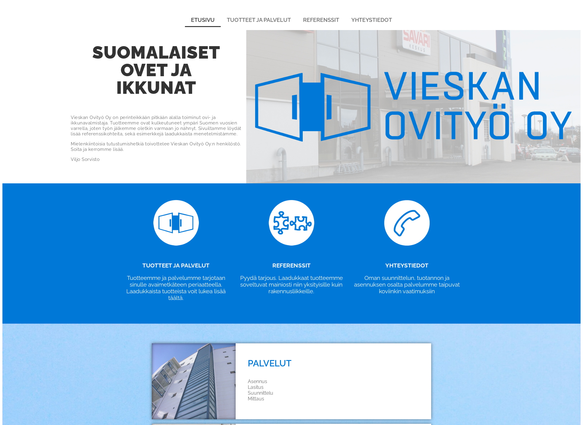 Skärmdump för vieskanovityo.fi