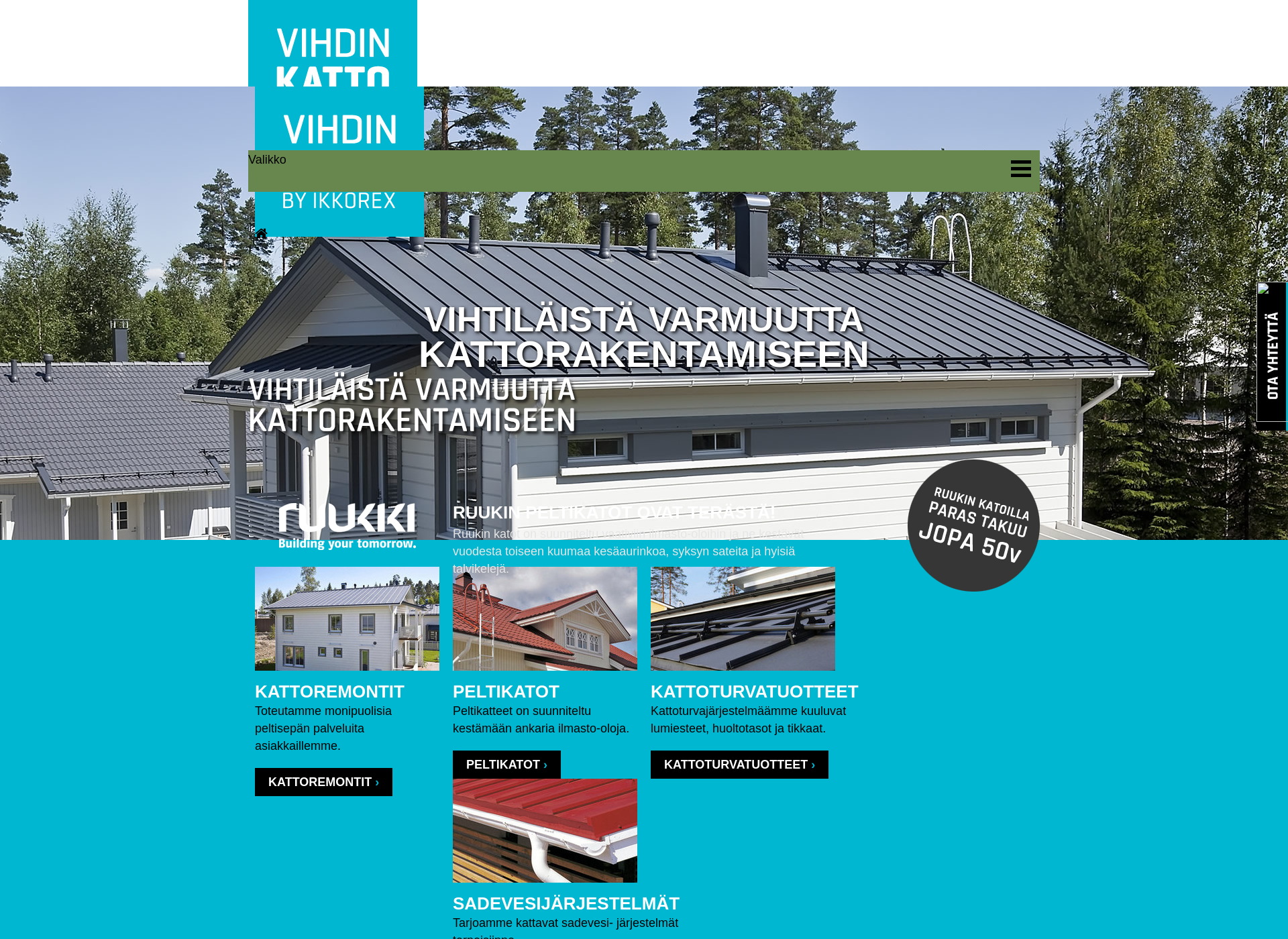 Skärmdump för vihdinkatto.fi