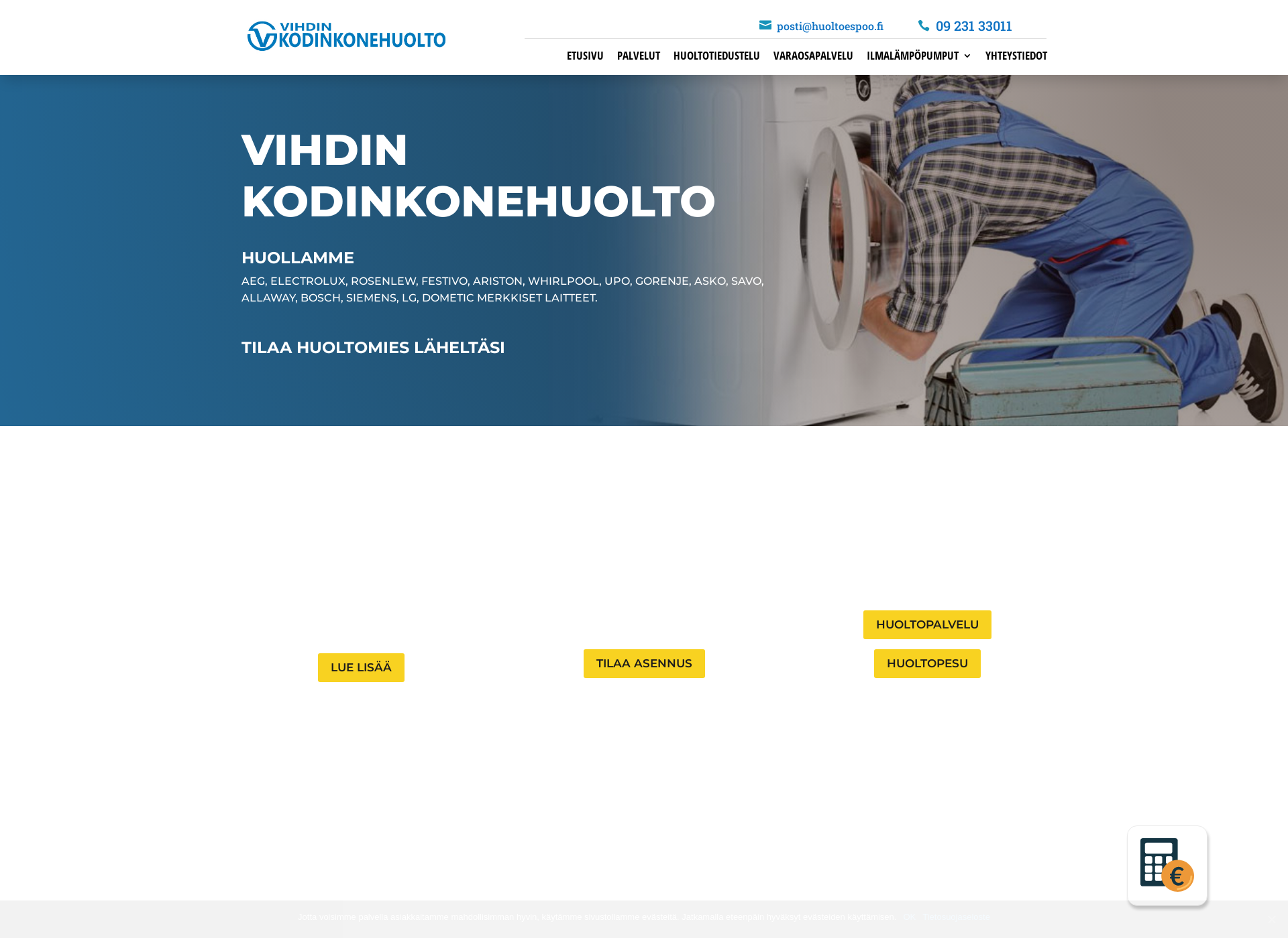 Skärmdump för vihdinkodinkonehuolto.fi