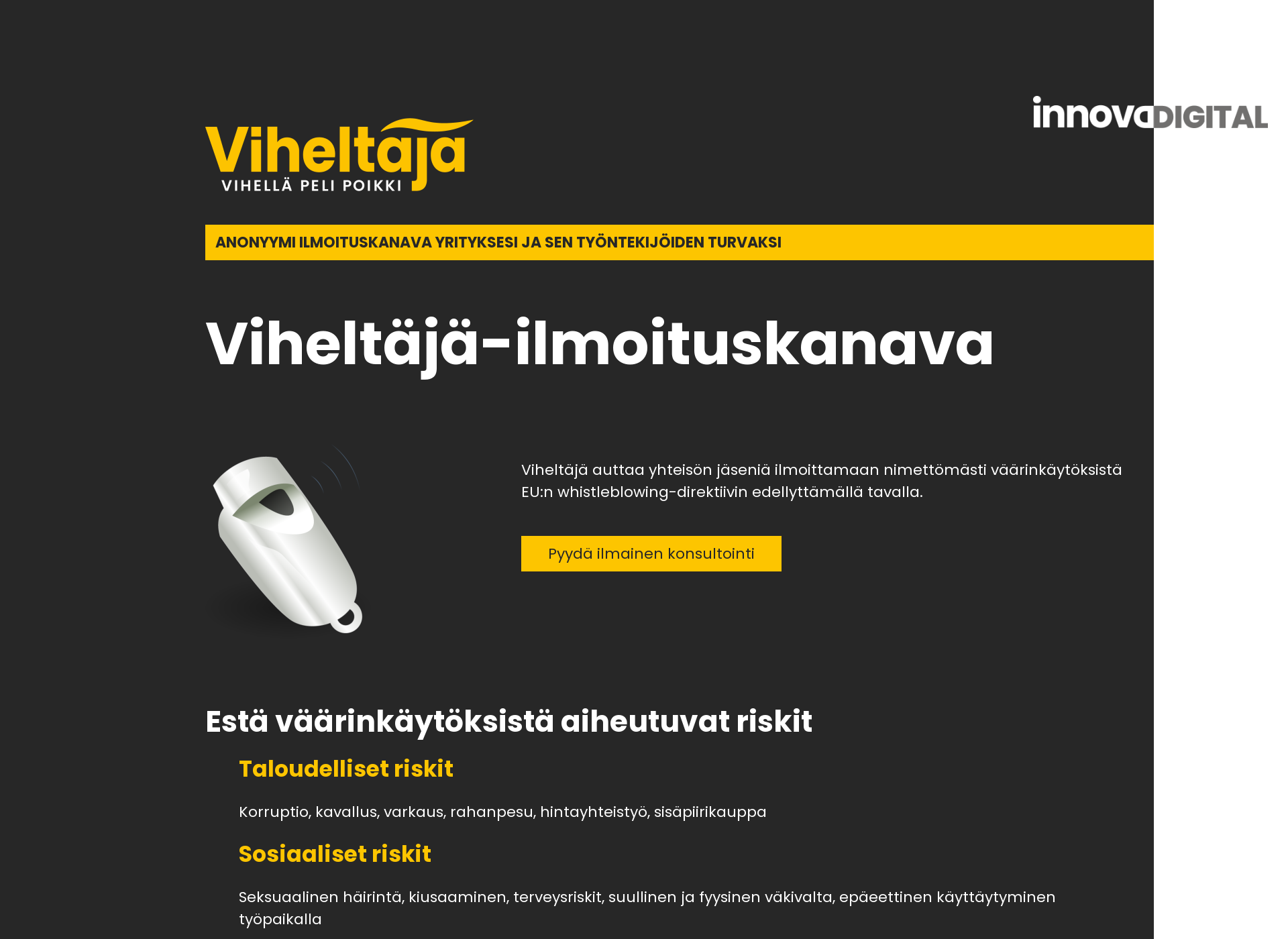 Skärmdump för viheltaja.fi
