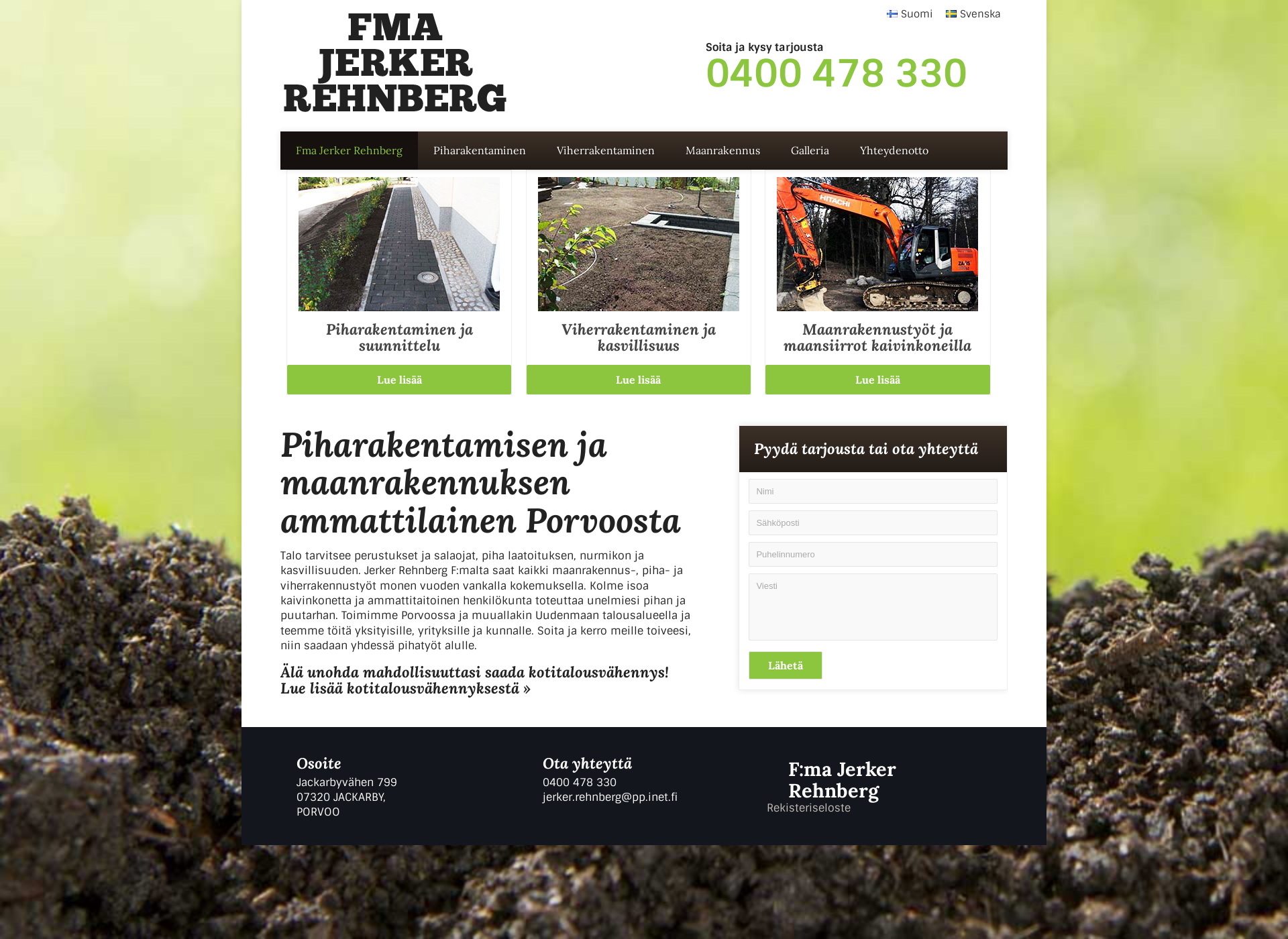 Skärmdump för viherrakentaminenporvoo.fi