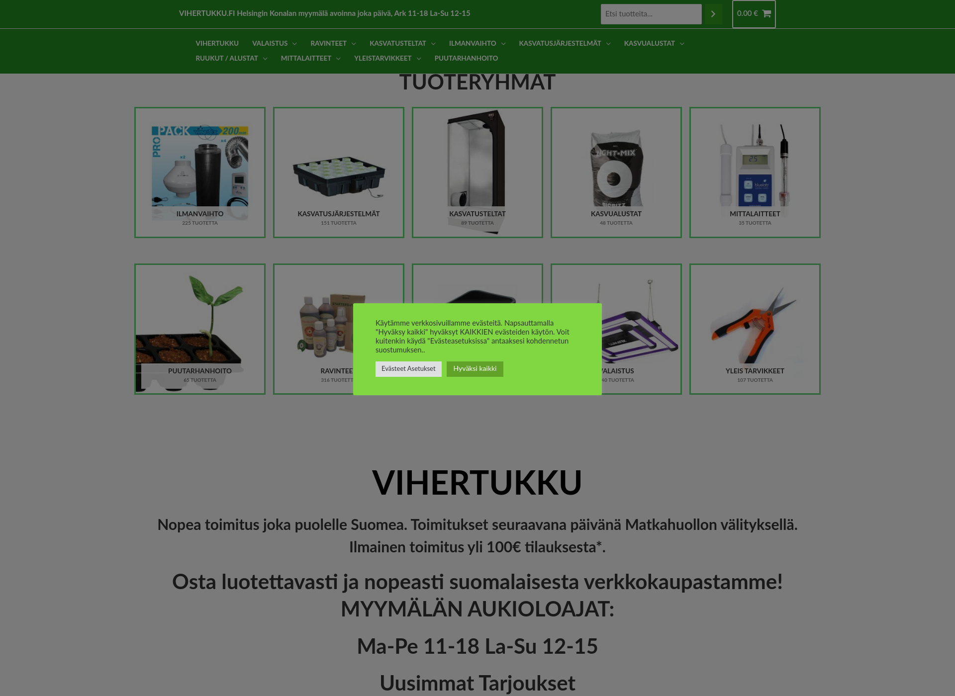 Skärmdump för vihertukku.fi