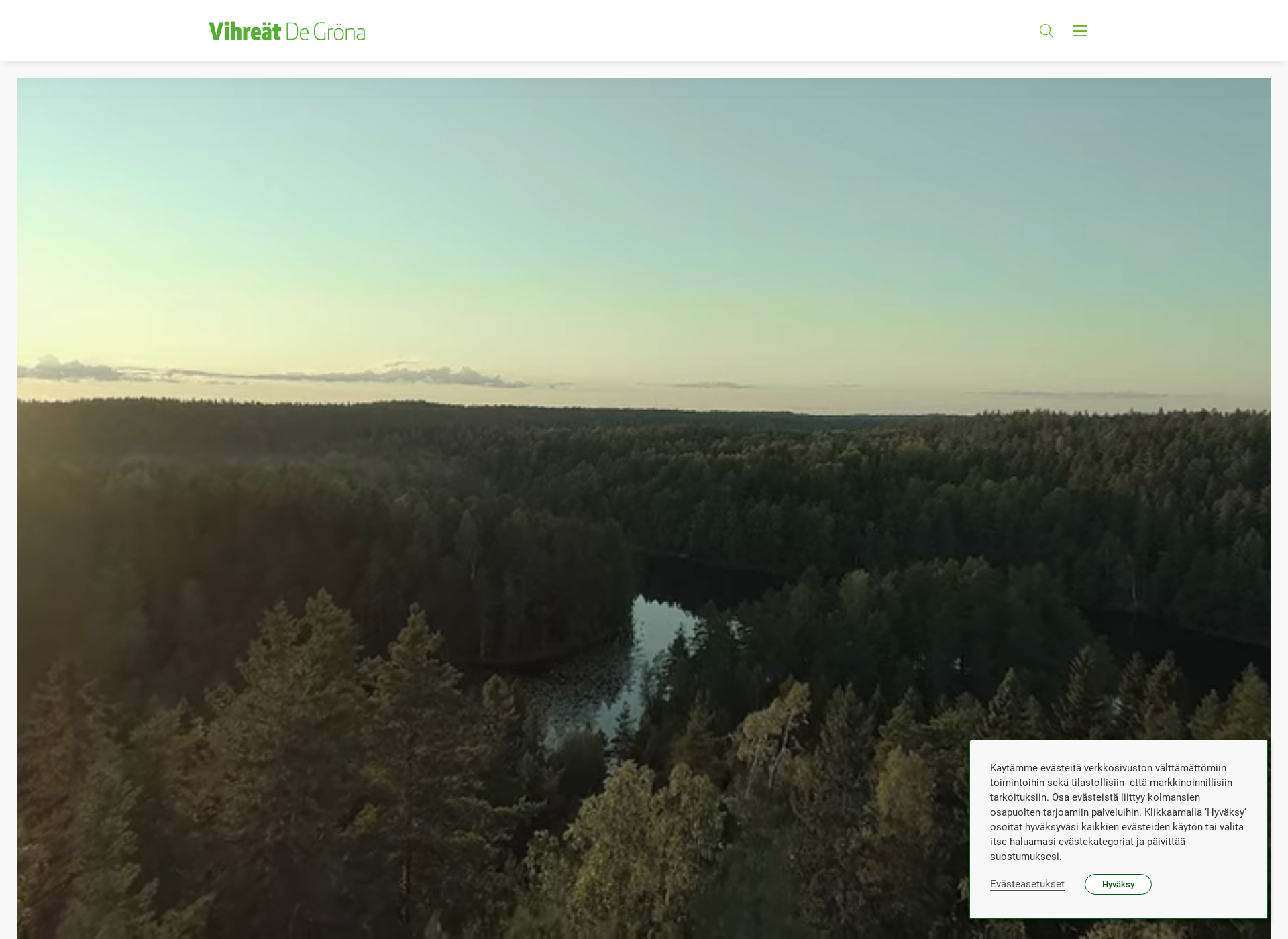 Skärmdump för vihreapuolue.fi