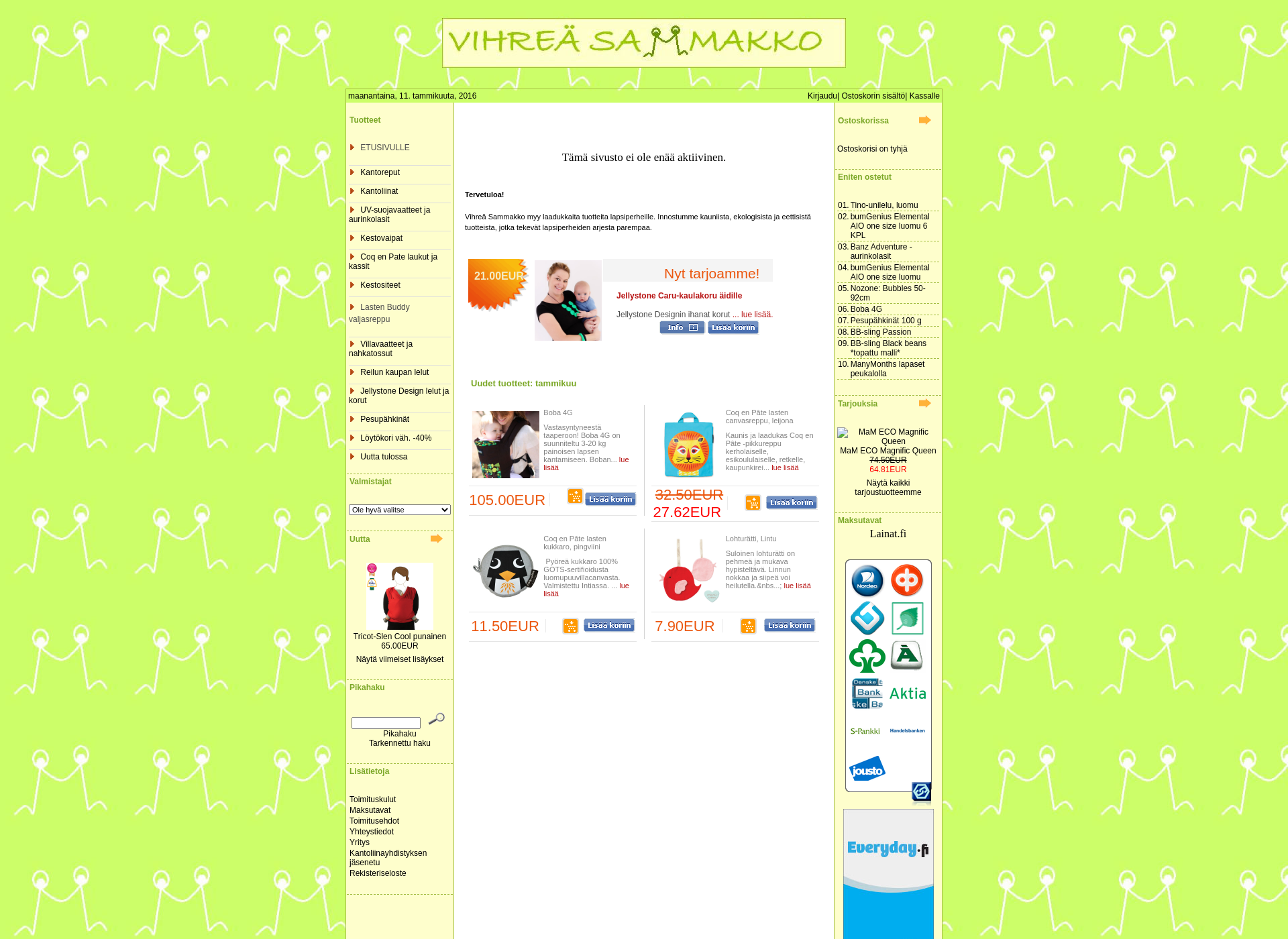 Screenshot for vihreasammakko.fi
