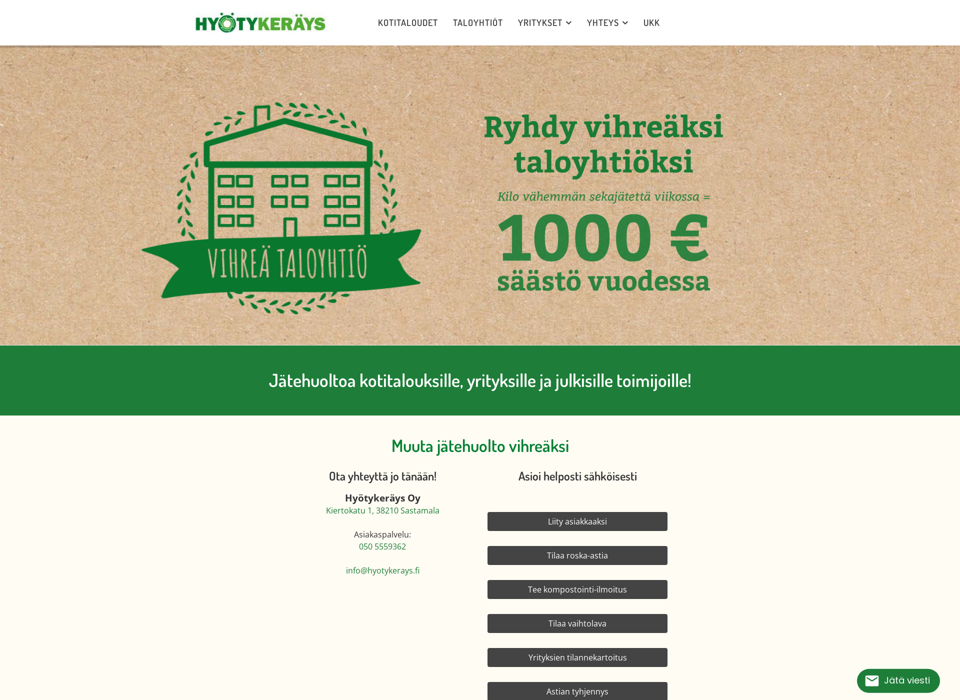 Skärmdump för vihreäyritys.fi