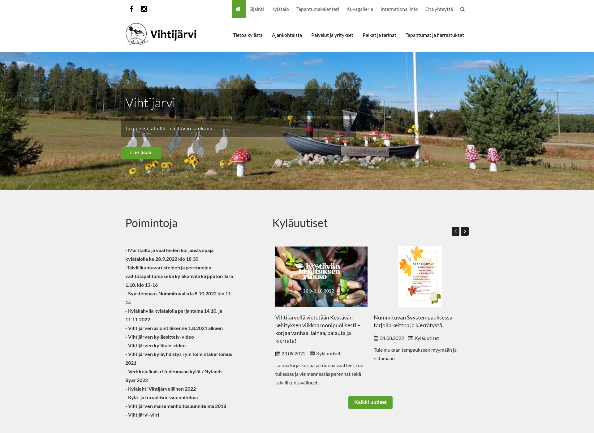 Skärmdump för vihtijarvi.fi