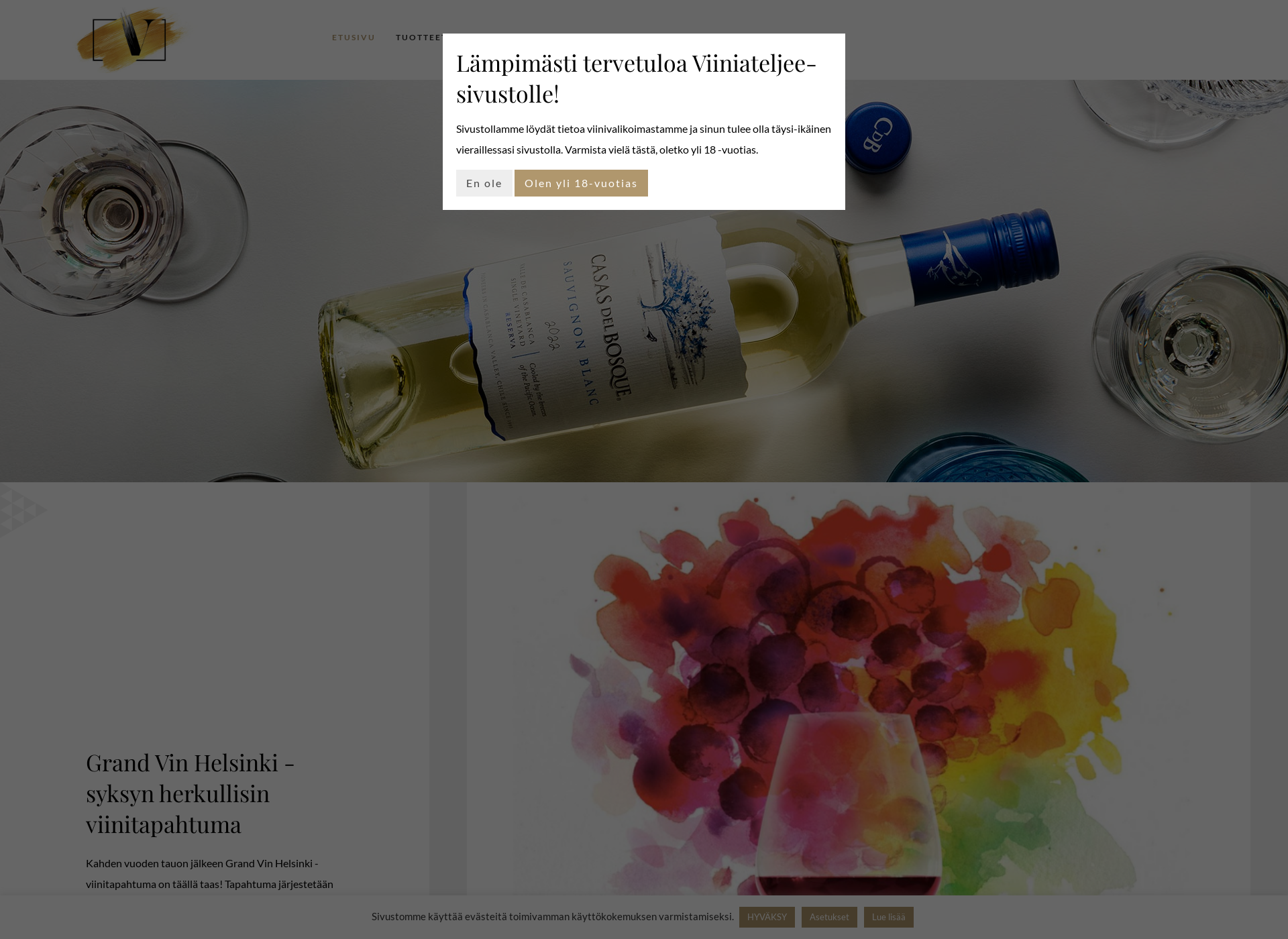 Skärmdump för viiniateljee.fi