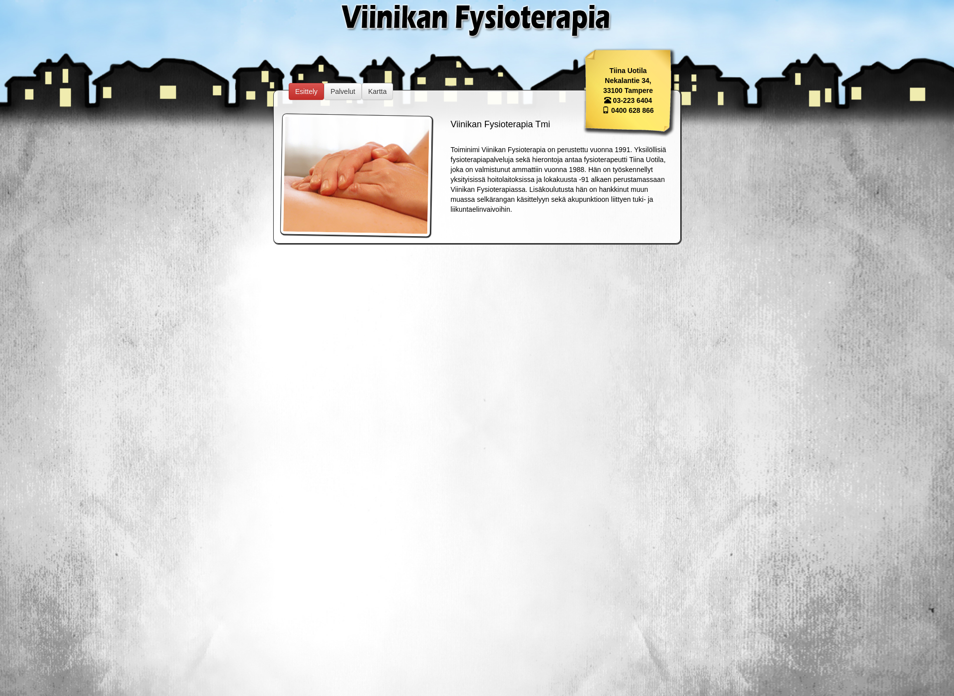 Skärmdump för viinikanfysioterapia.fi