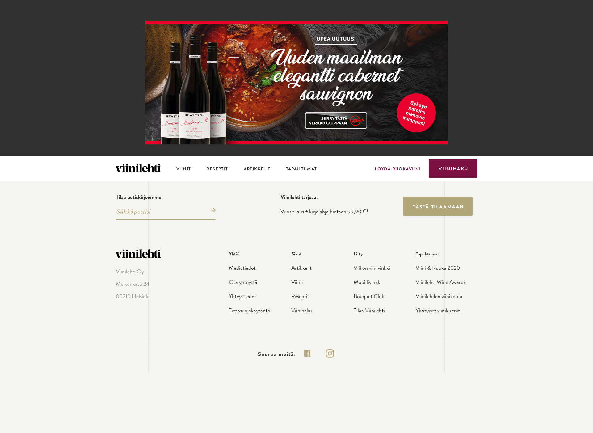 Screenshot for viinilehtiwineawards.fi