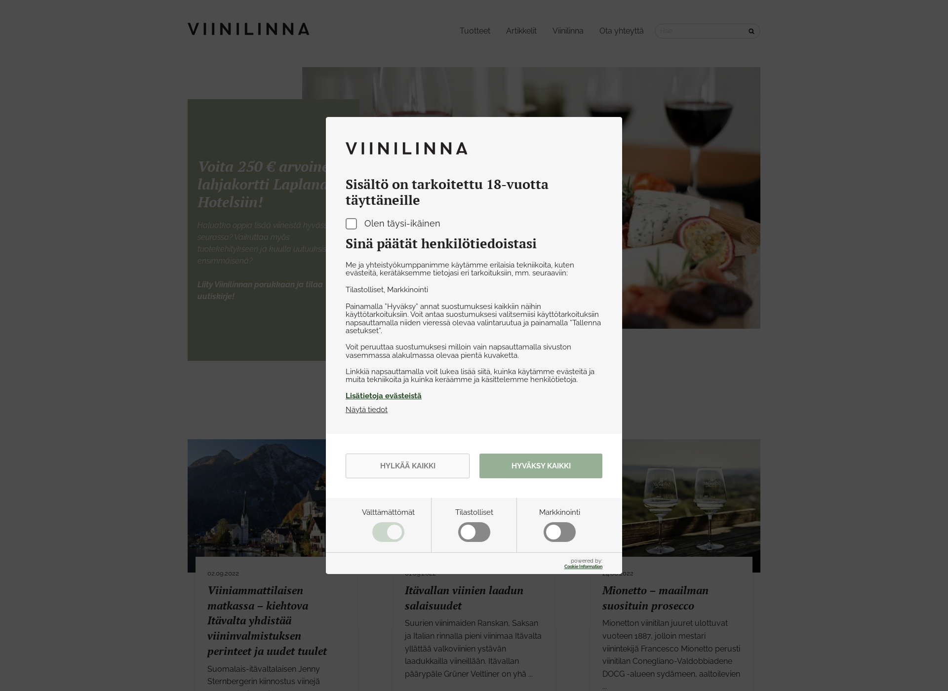 Screenshot for viinilinna.fi