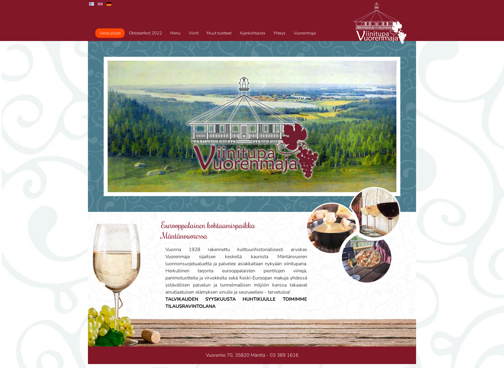 Skärmdump för viinitupa.fi