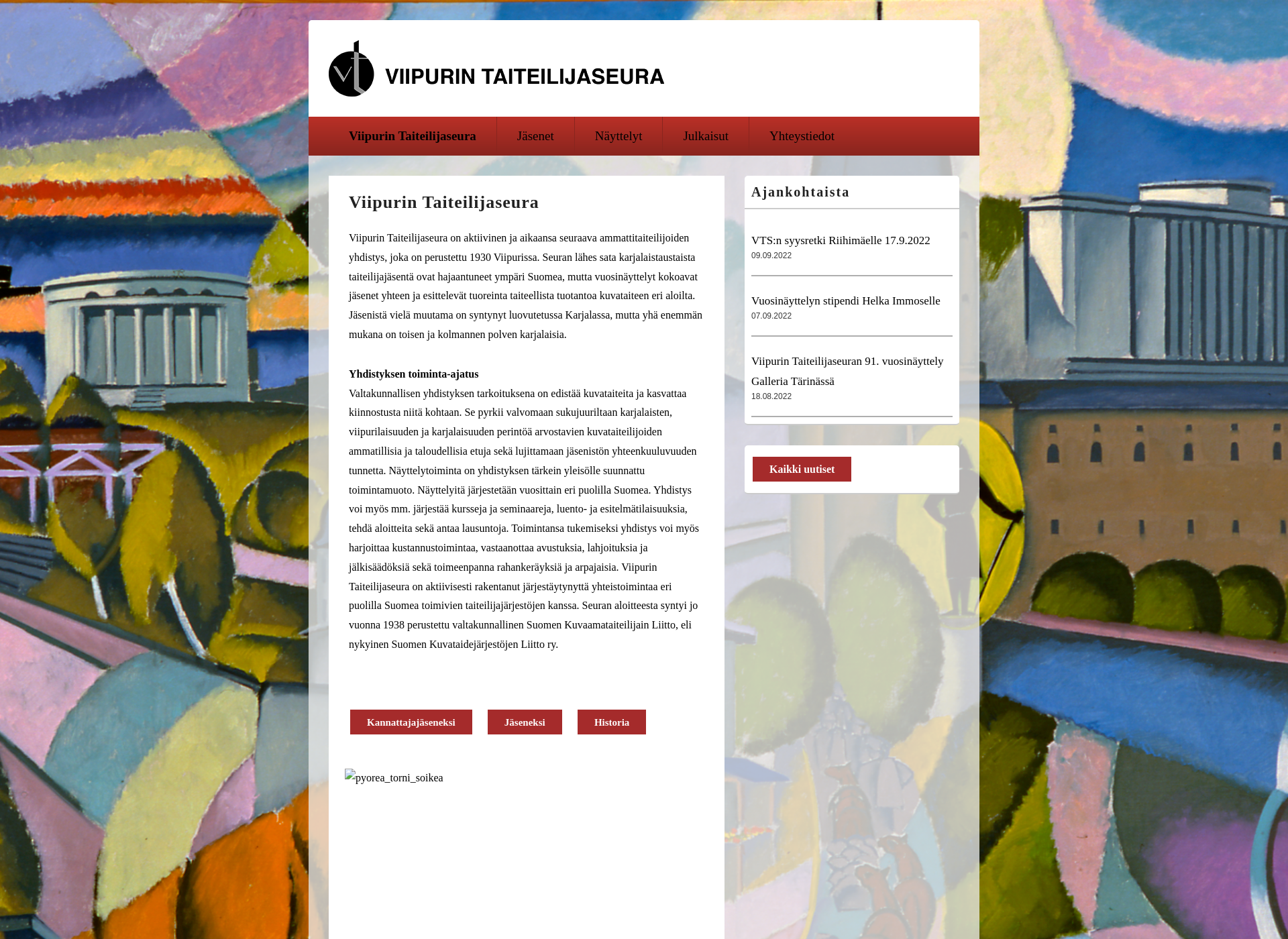 Screenshot for viipurintaiteilijaseura.fi