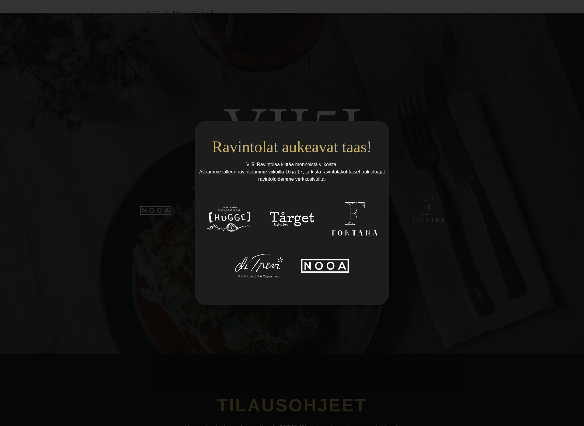 Skärmdump för viisiravintolaa.fi