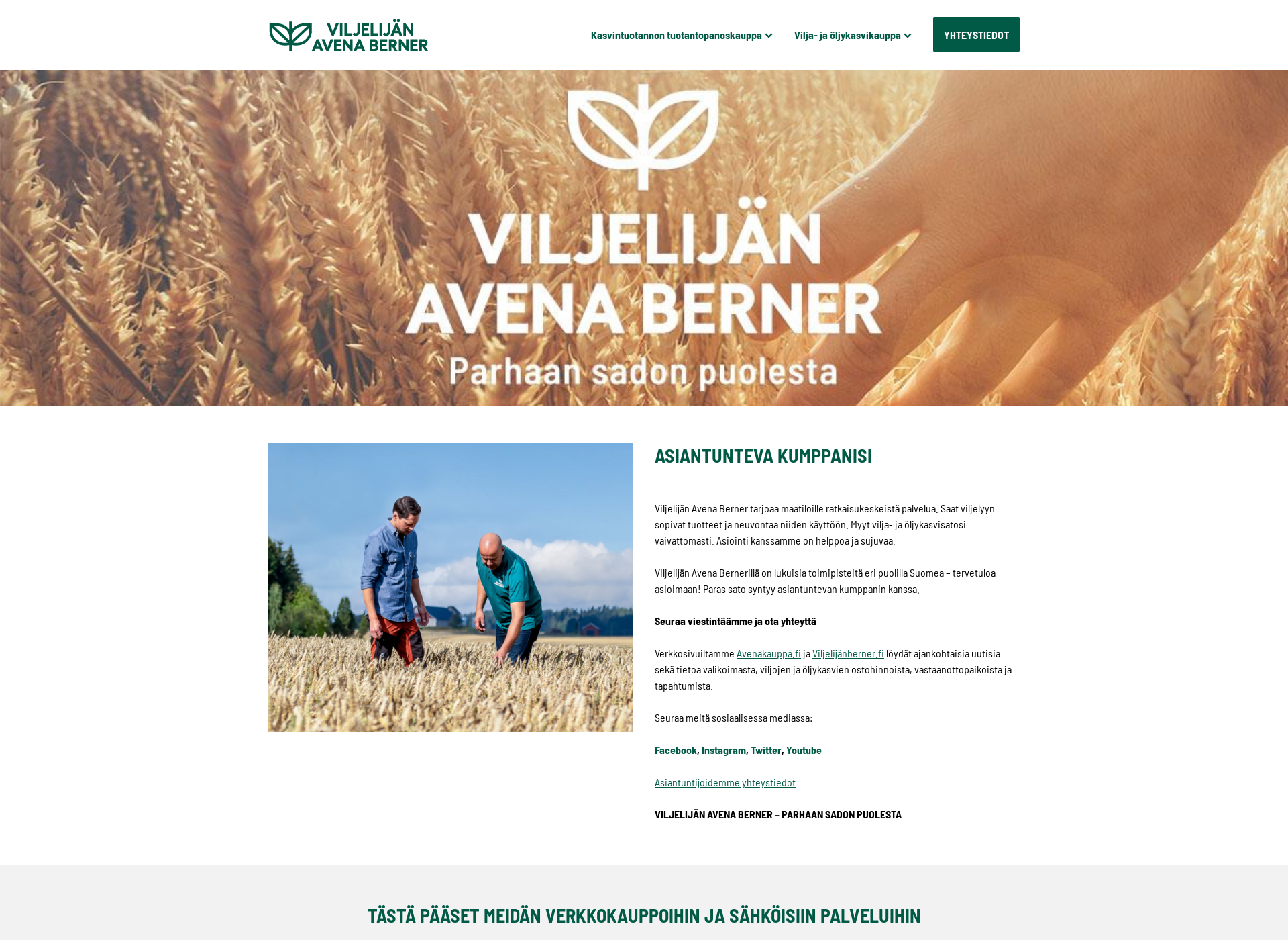 Skärmdump för viljelijanavenaberner.fi