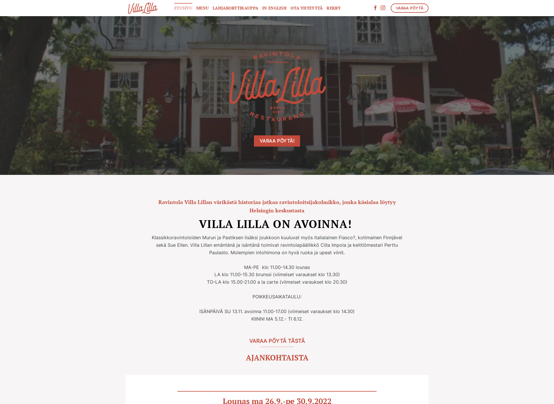 Screenshot for villalilla.fi