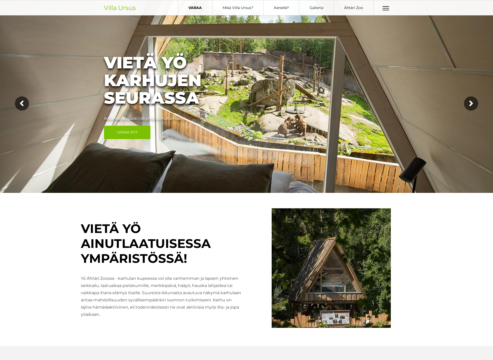 Skärmdump för villaursus.fi