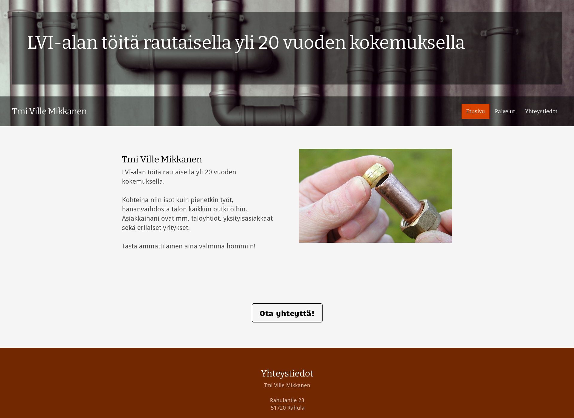 Skärmdump för villemikkanen.fi
