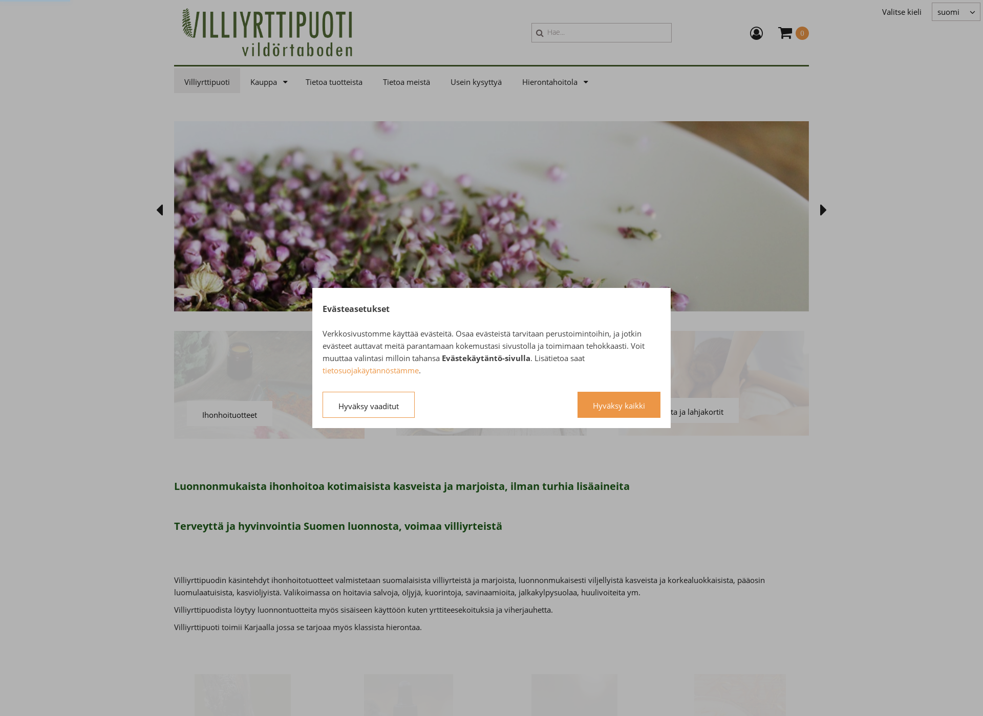 Screenshot for villiyrttipuoti.fi