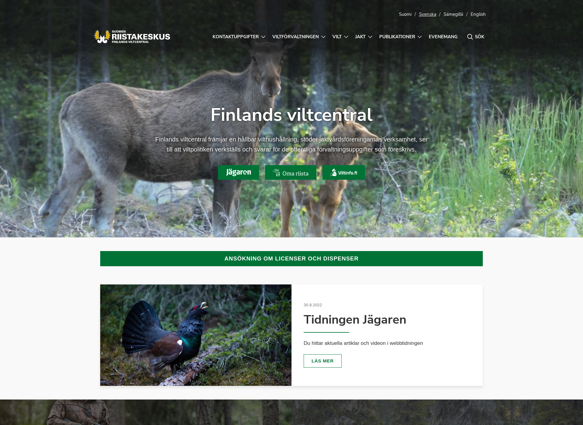 Skärmdump för viltcentralen.fi