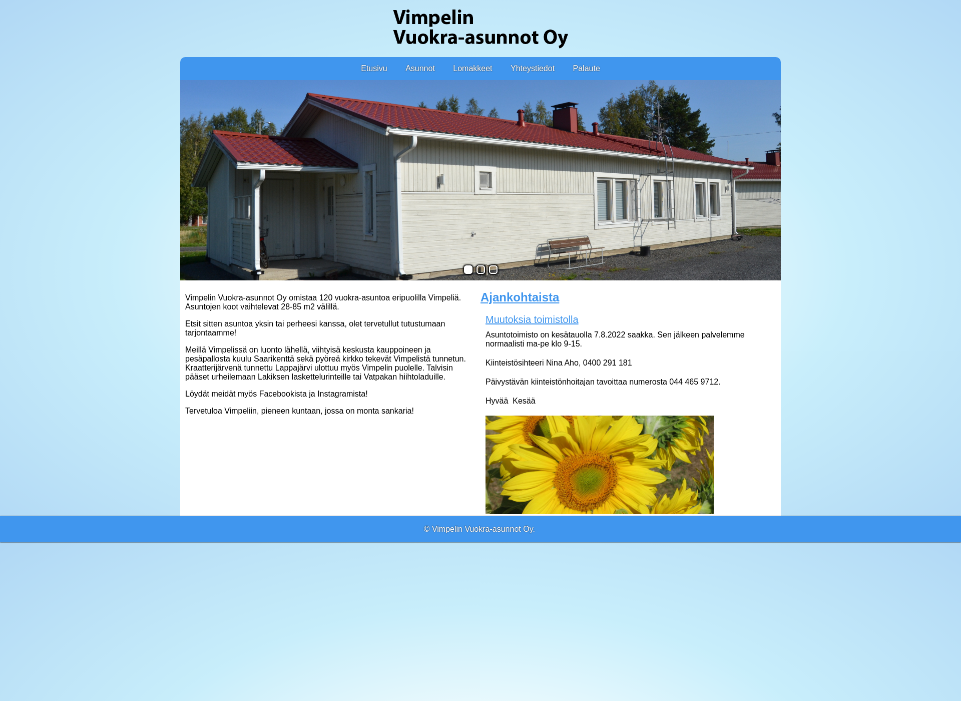 Screenshot for vimpelinvuokra-asunnot.fi