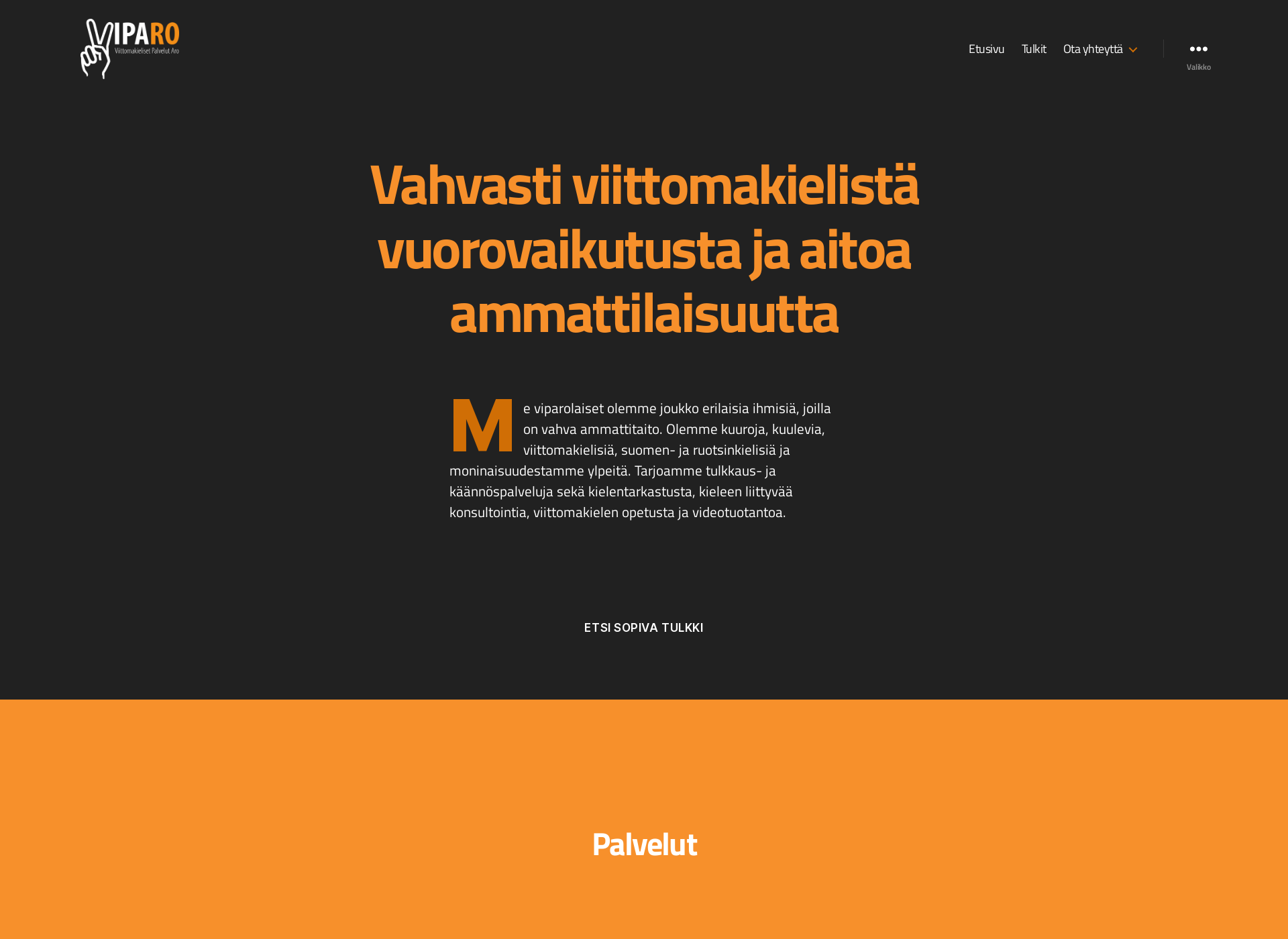 Skärmdump för viparo.fi