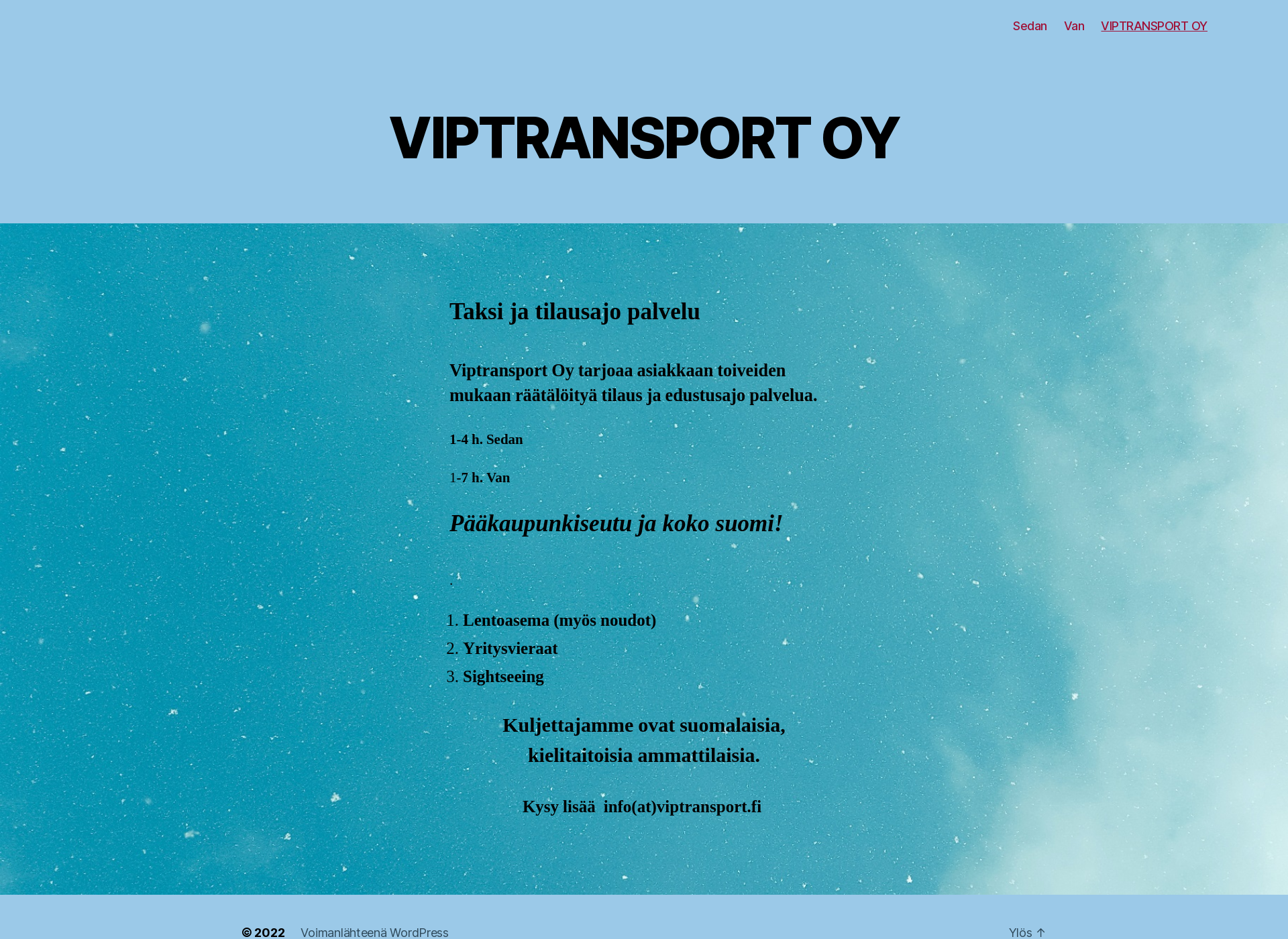 Skärmdump för viptransport.fi