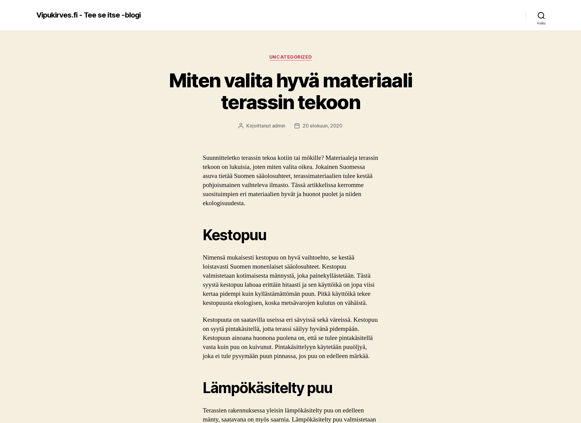 Skärmdump för vipukirves.fi