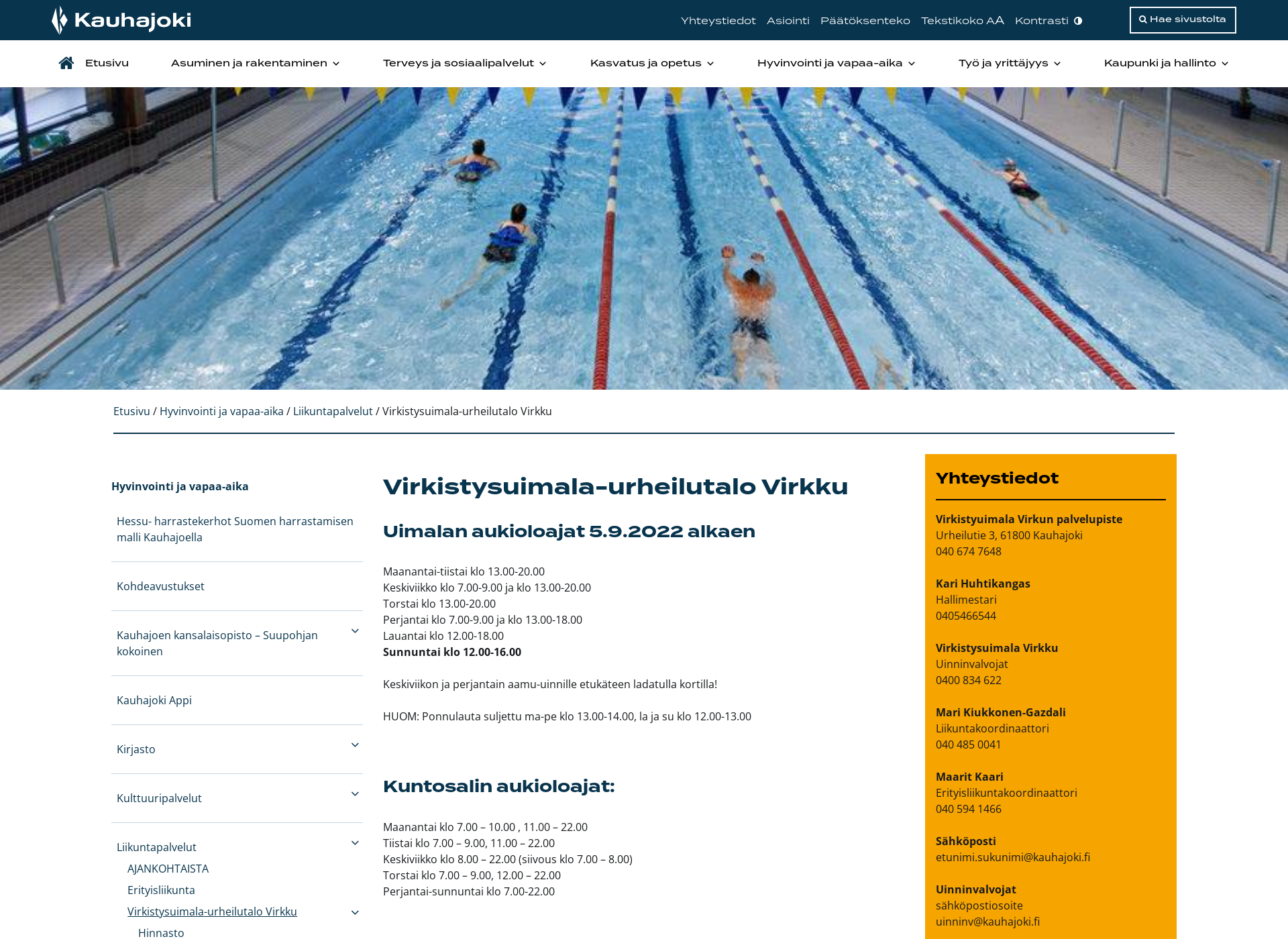 Skärmdump för virkku.fi