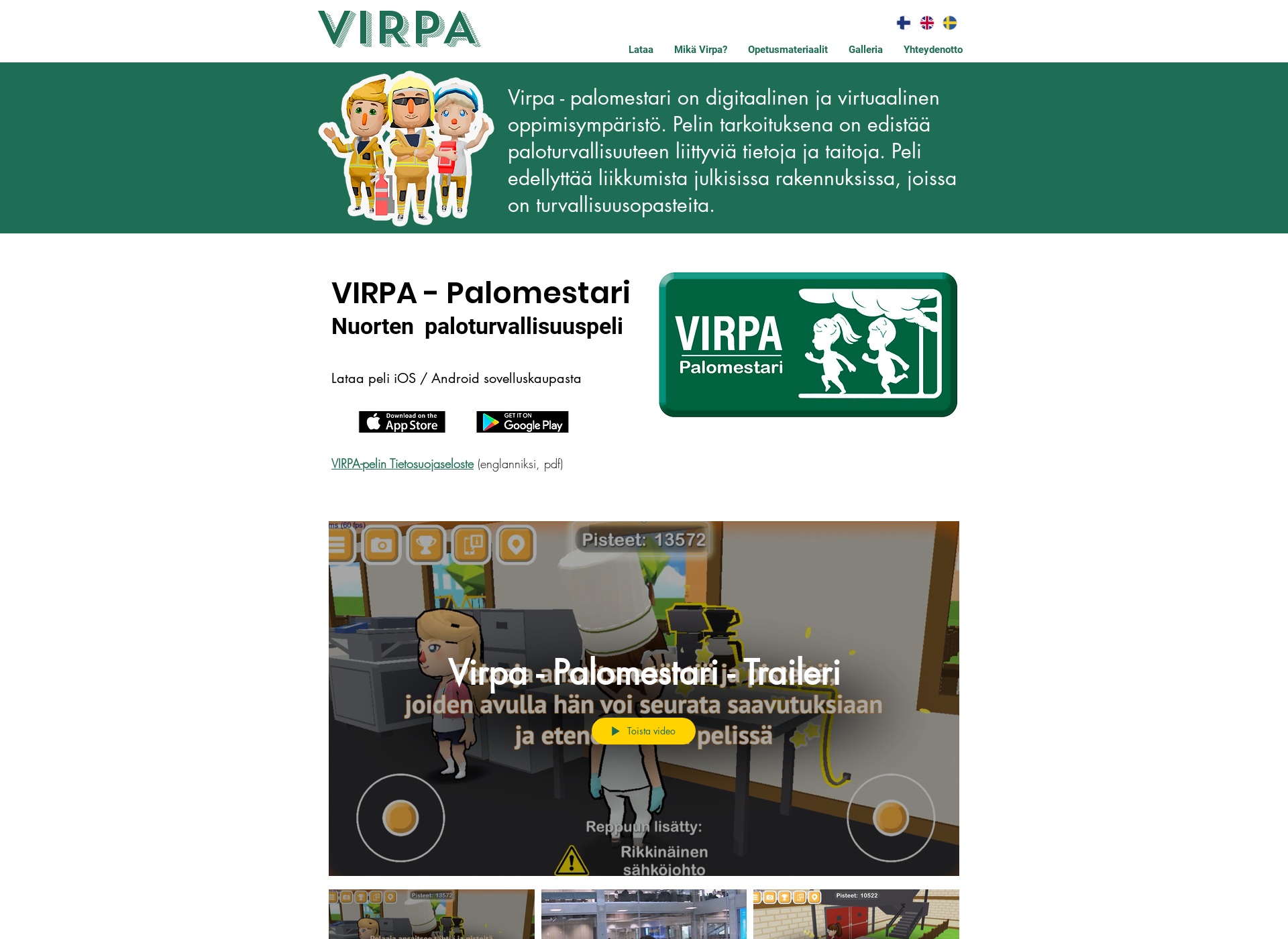 Skärmdump för virpagame.fi
