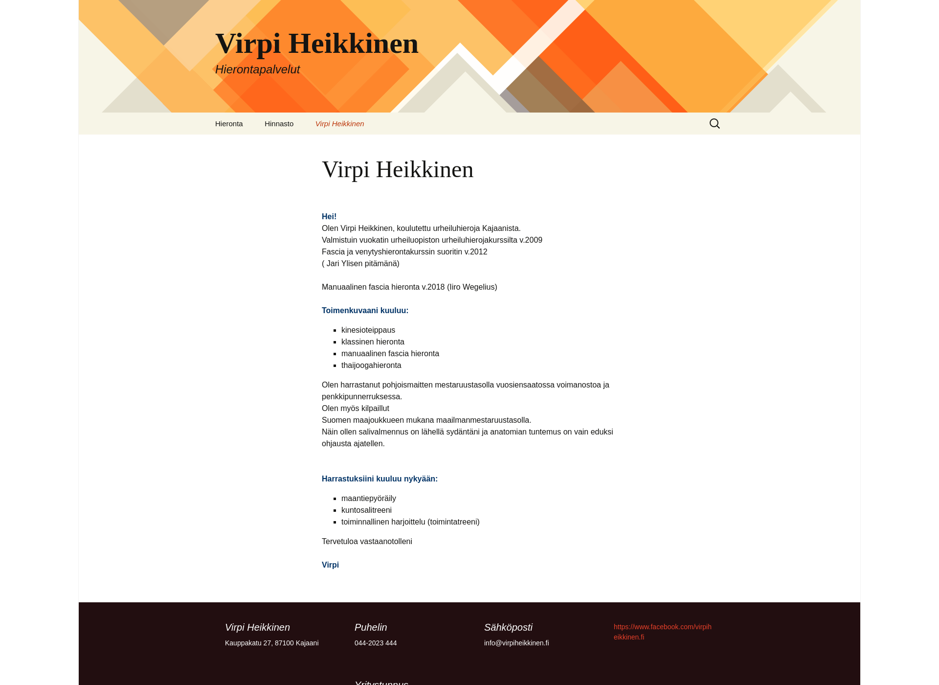 Skärmdump för virpiheikkinen.fi