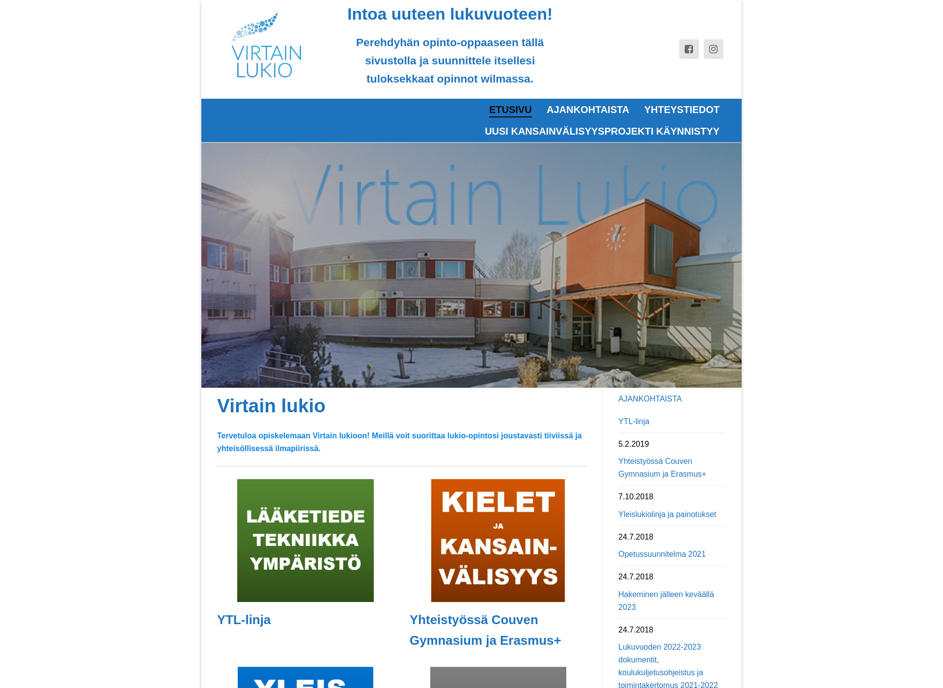 Skärmdump för virtainlukio.fi