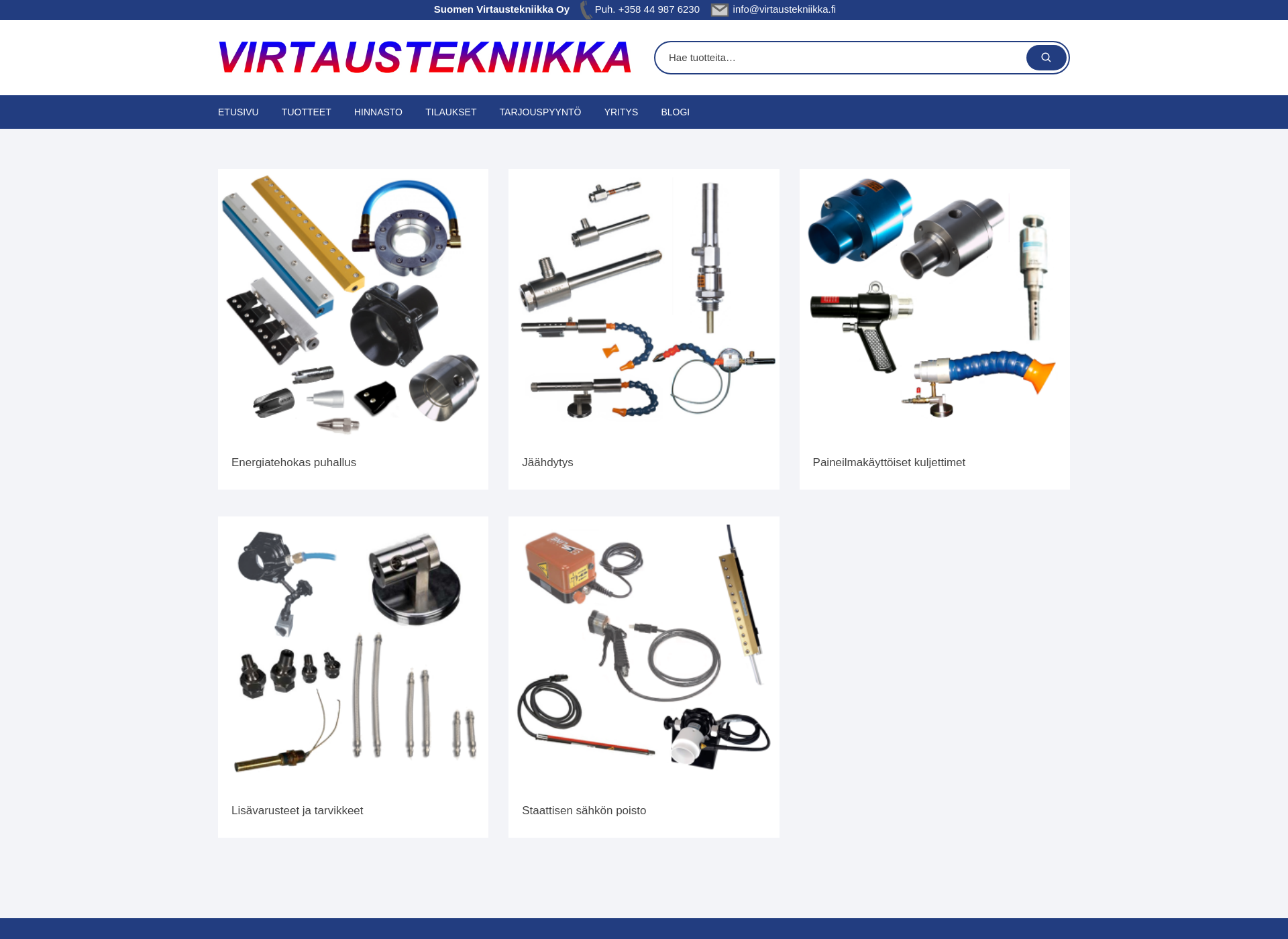 Skärmdump för virtaustekniikka.fi