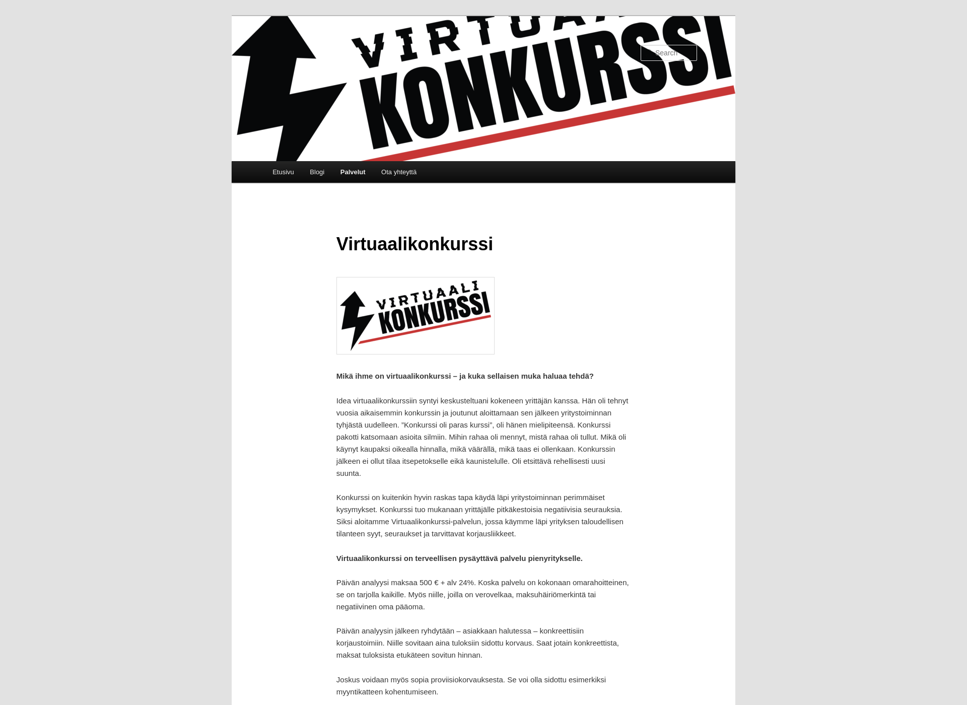 Skärmdump för virtuaalikonkurssi.fi