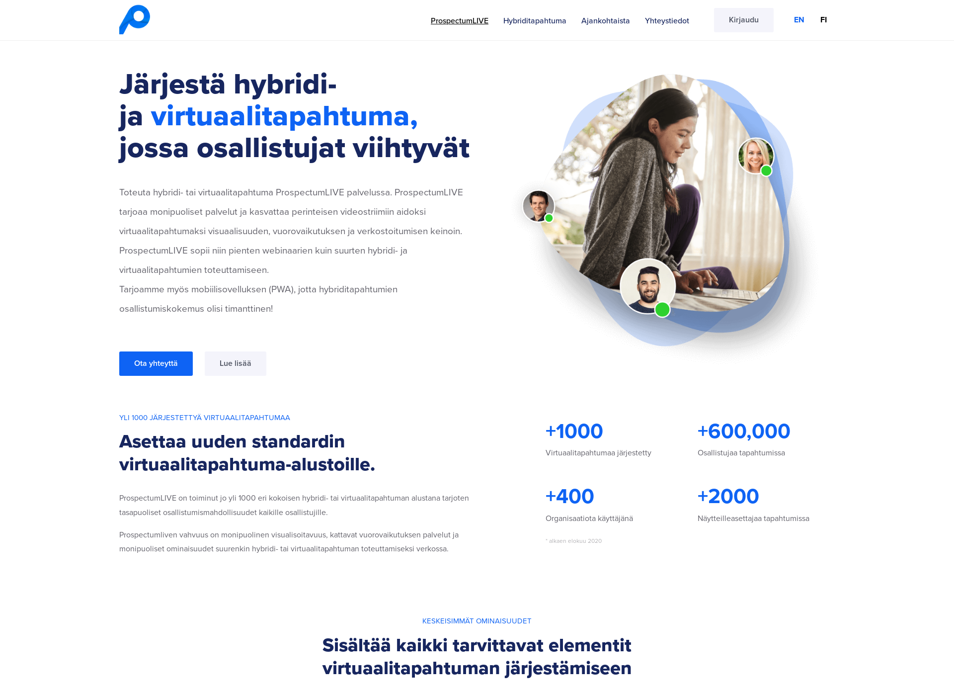 Skärmdump för virtuaalitapahtuma.fi