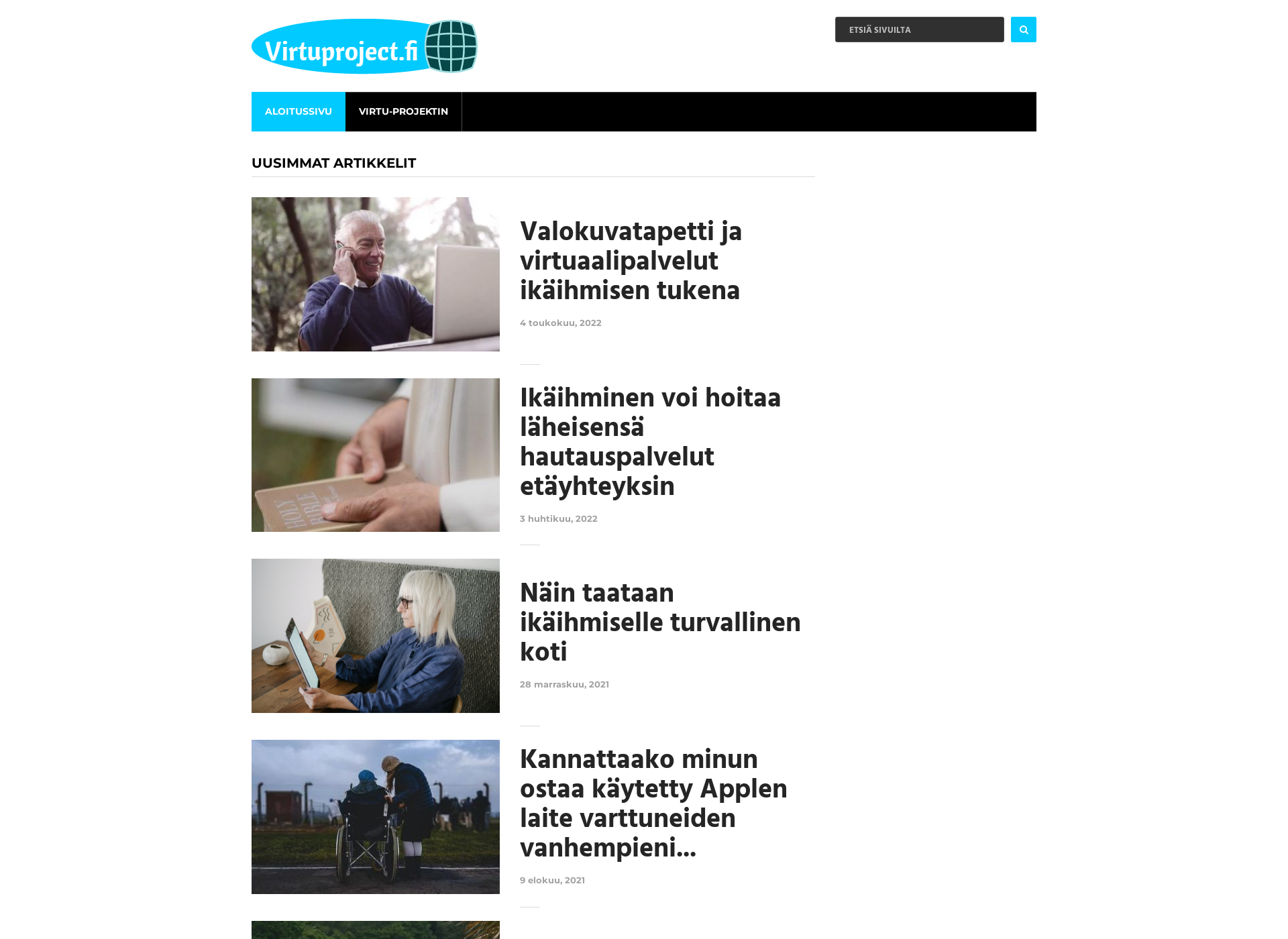 Skärmdump för virtuproject.fi