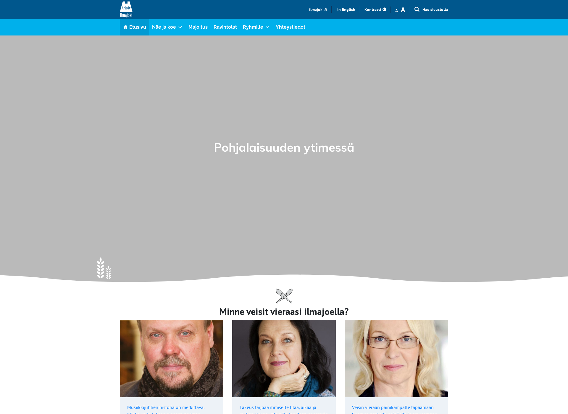 Skärmdump för visitilmajoki.fi