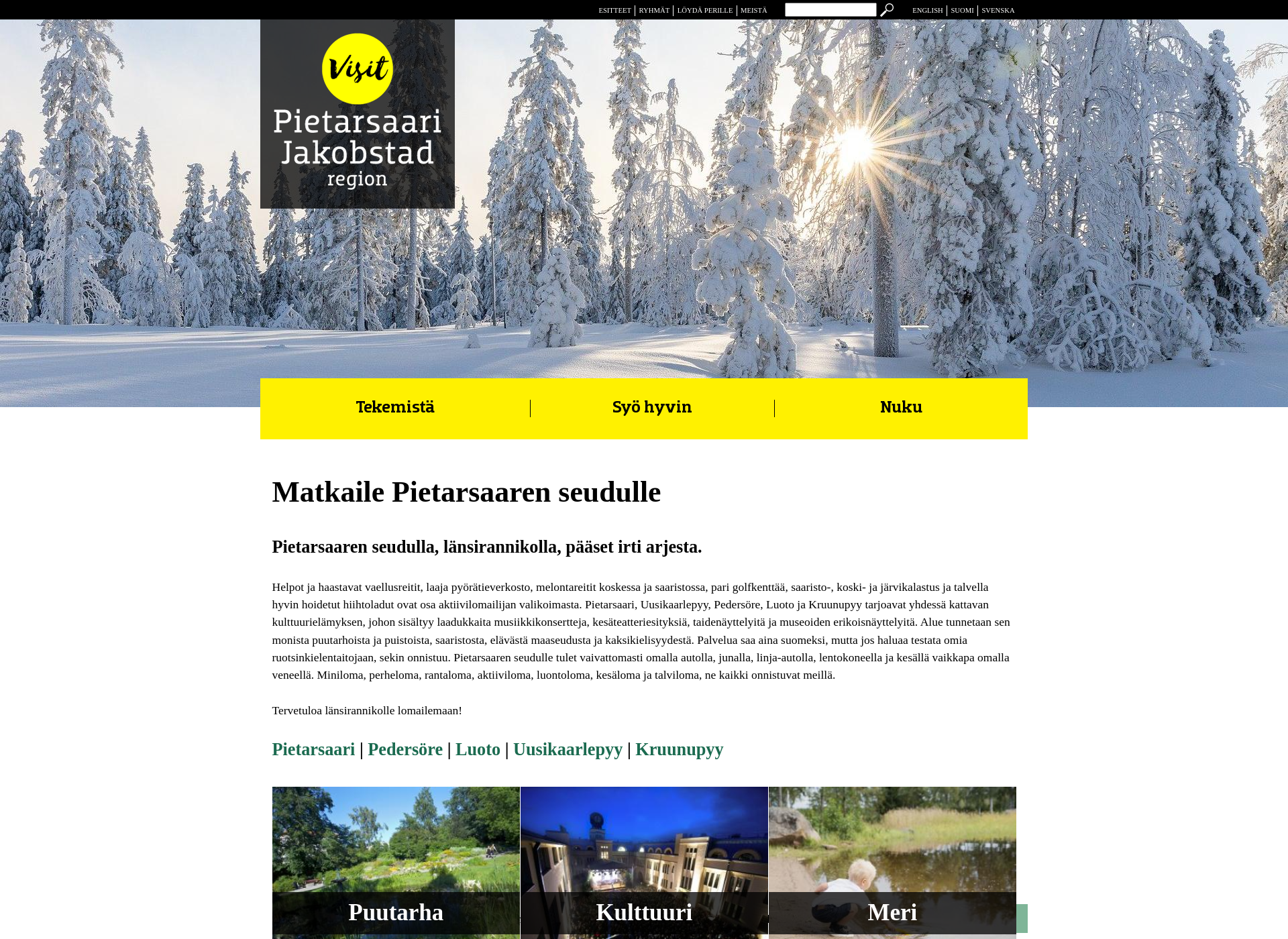 Screenshot for visitjakobstadregion.fi