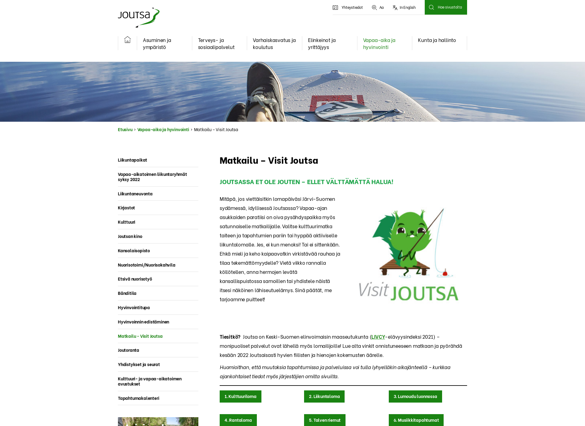 Screenshot for visitjoutsa.fi