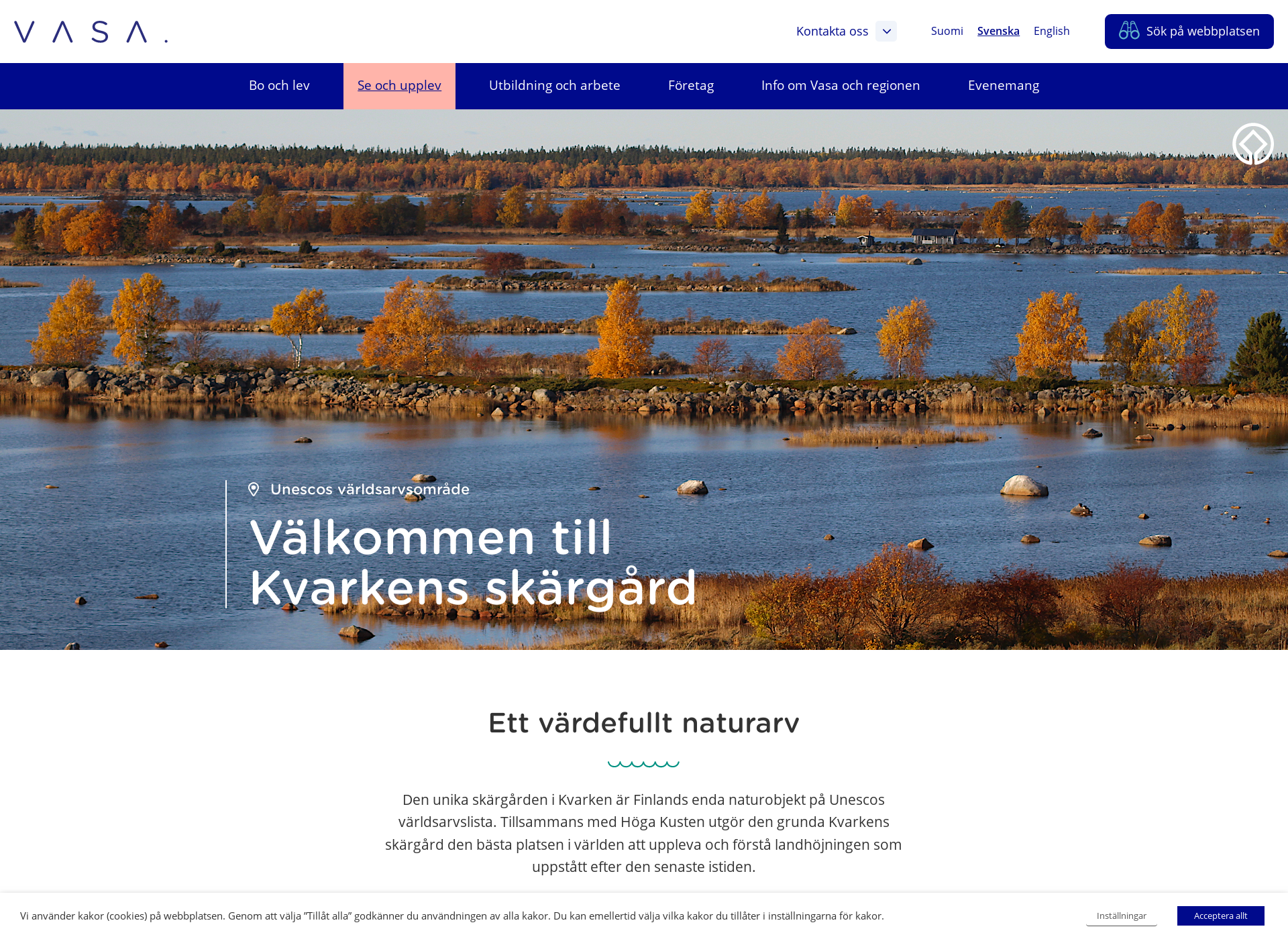Screenshot for visitkvarken.fi