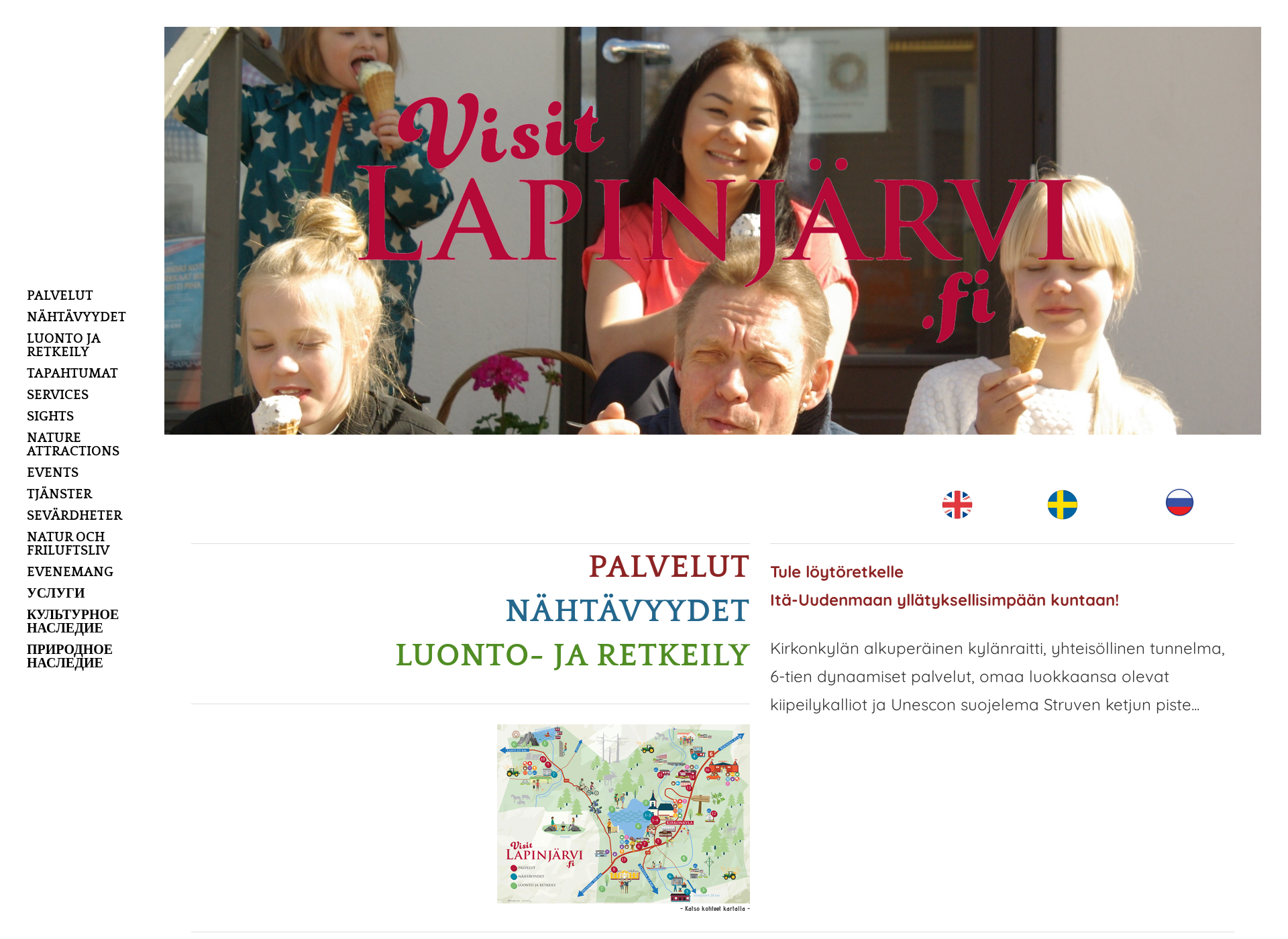 Skärmdump för visitlapinjarvi.fi